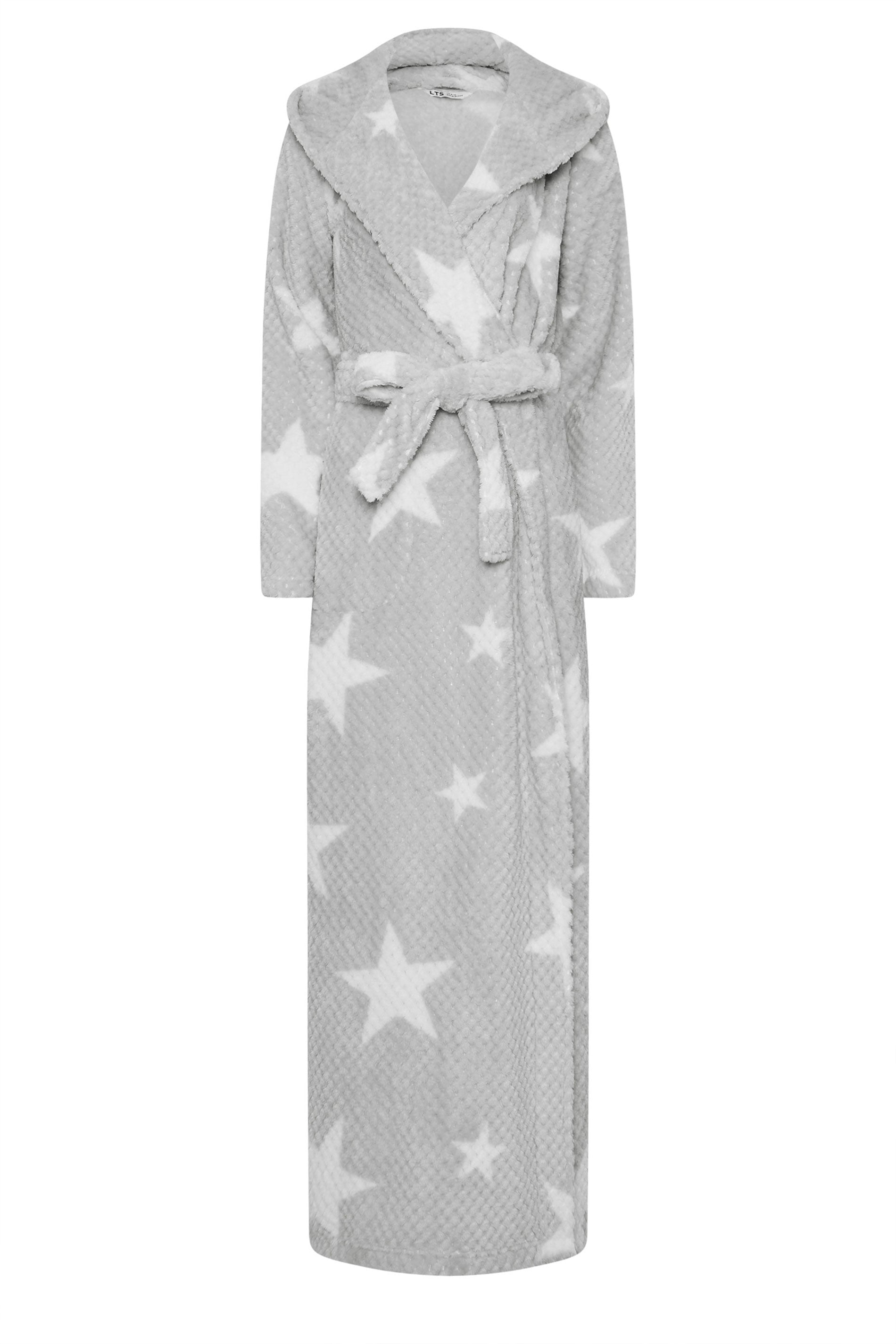  LTS Tall Grey Star Print Waffle Maxi Dressing Gown