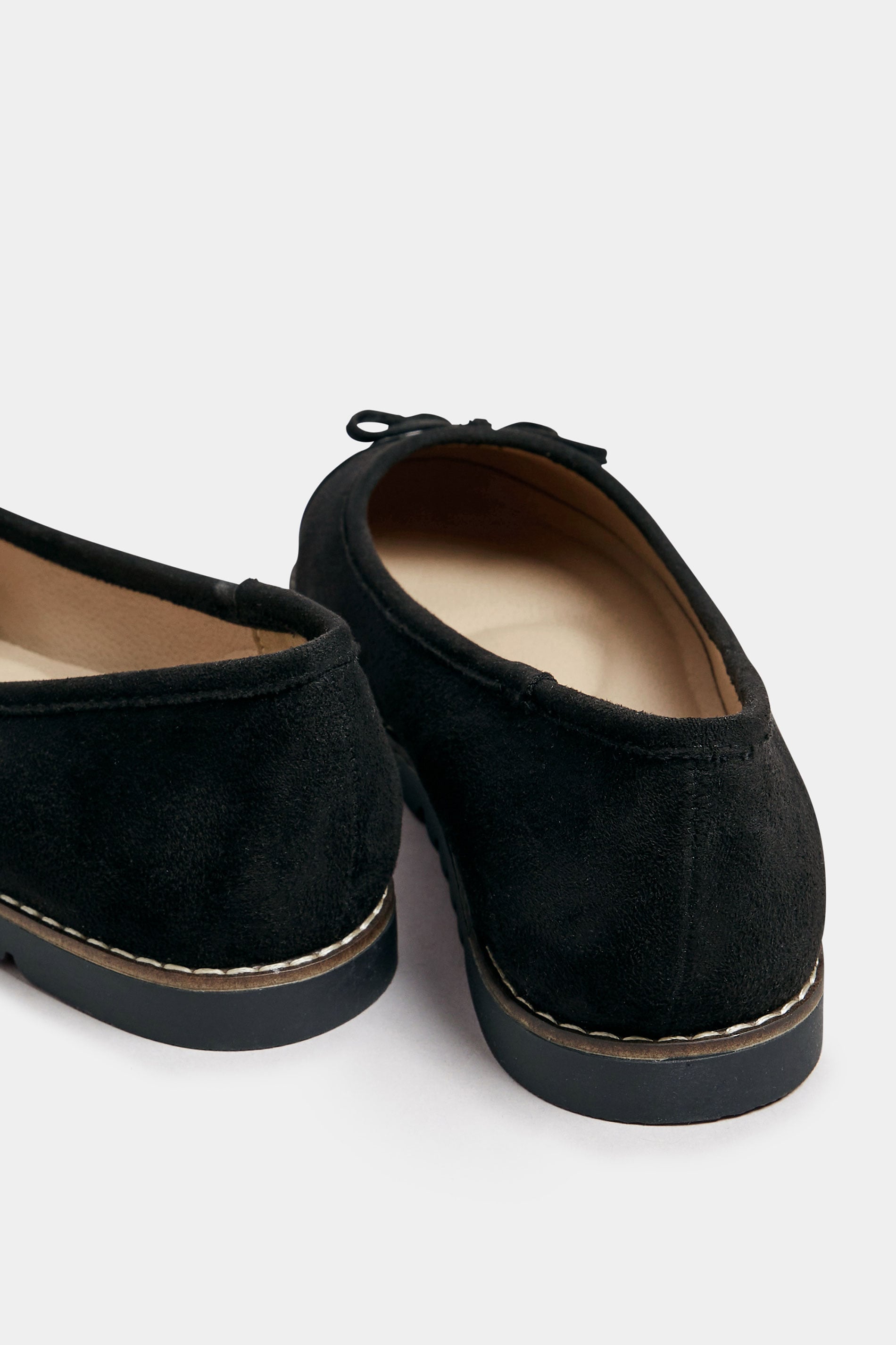  Ballerines Noires Effet Daim Noeuds Pieds Extra Larges EEE