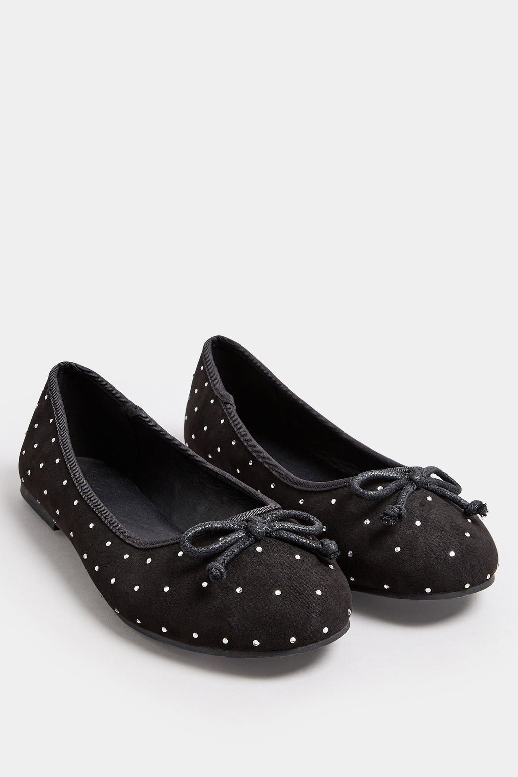  Ballerines Noires à Strass Noeuds Avant