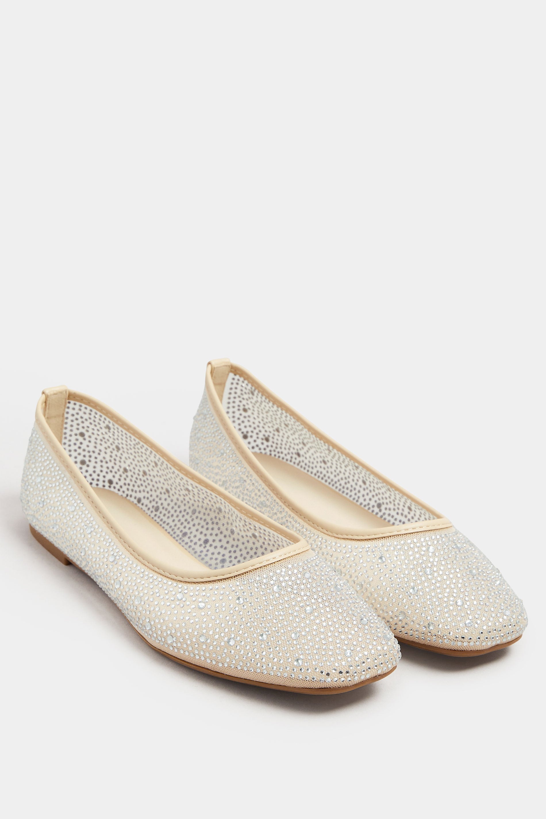  Ballerines Nudes à Strass Pieds Larges E