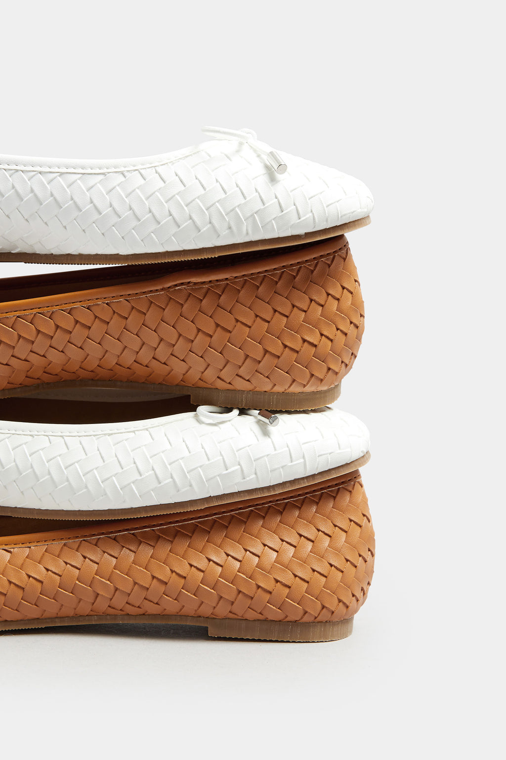  LTS Tan Brown Woven Ballerina Pumps In Standard Fit