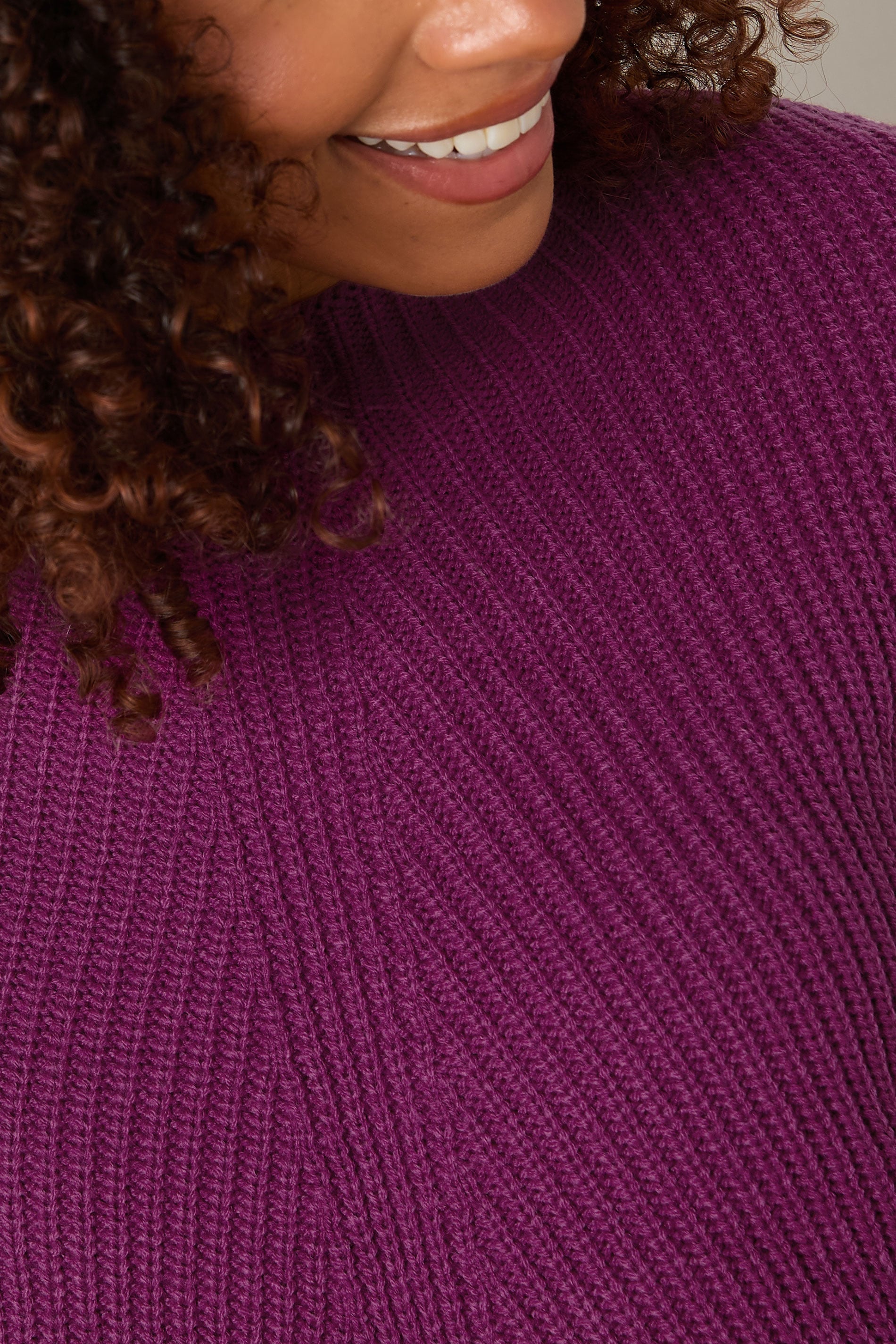  M&Co Berry Purple Funnel Neck Knitted Jumper