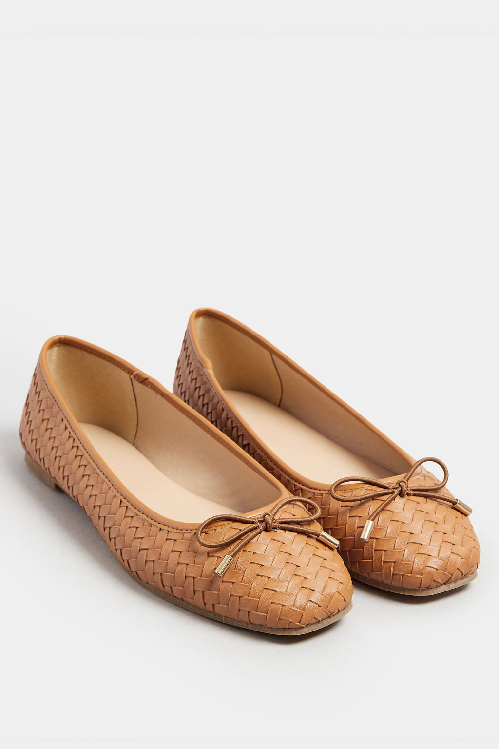  LTS Tan Brown Woven Ballerina Pumps In Standard Fit