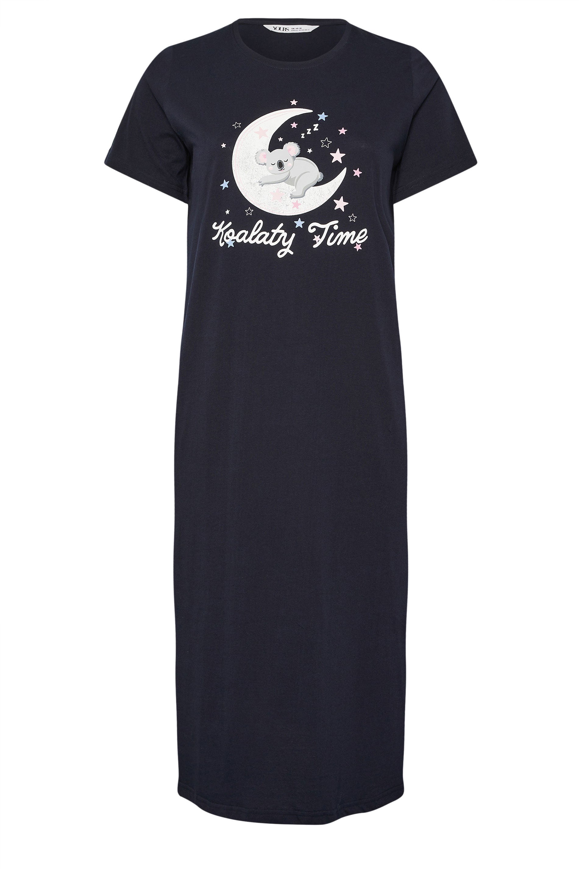  YOURS Curve Lot De 2 Chemises De Nuit Midaxi Bleu Marine « Koalaty Time »
