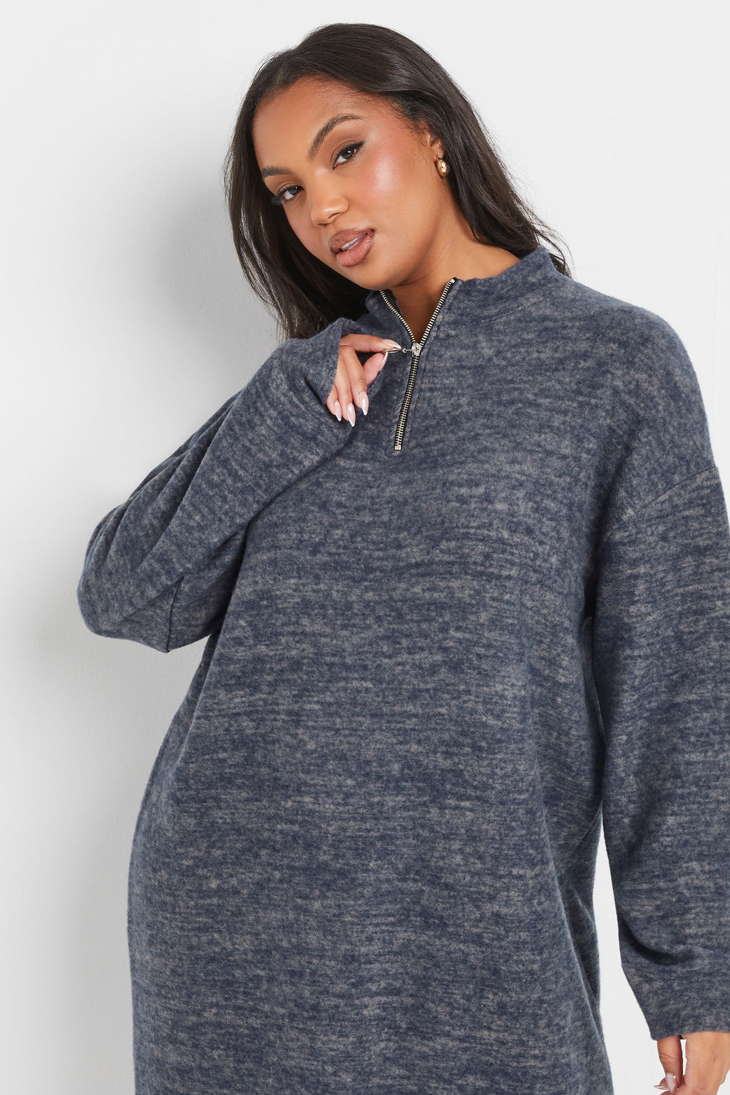  YOURS Curve Robe Pull Zippée Bleue Douce Au Toucher