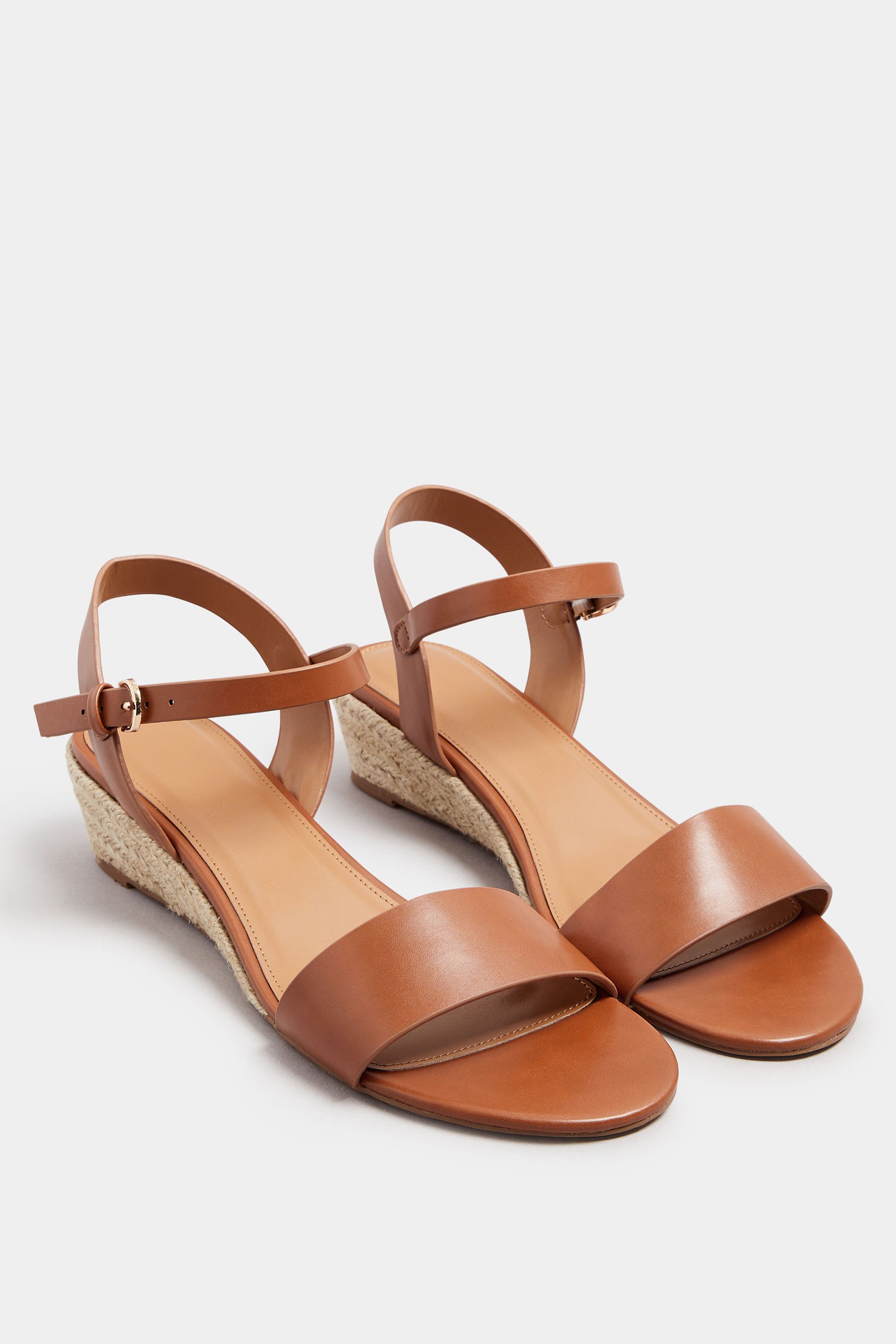  LTS Tan Brown Rope Wedge Sandals In Standard Fit