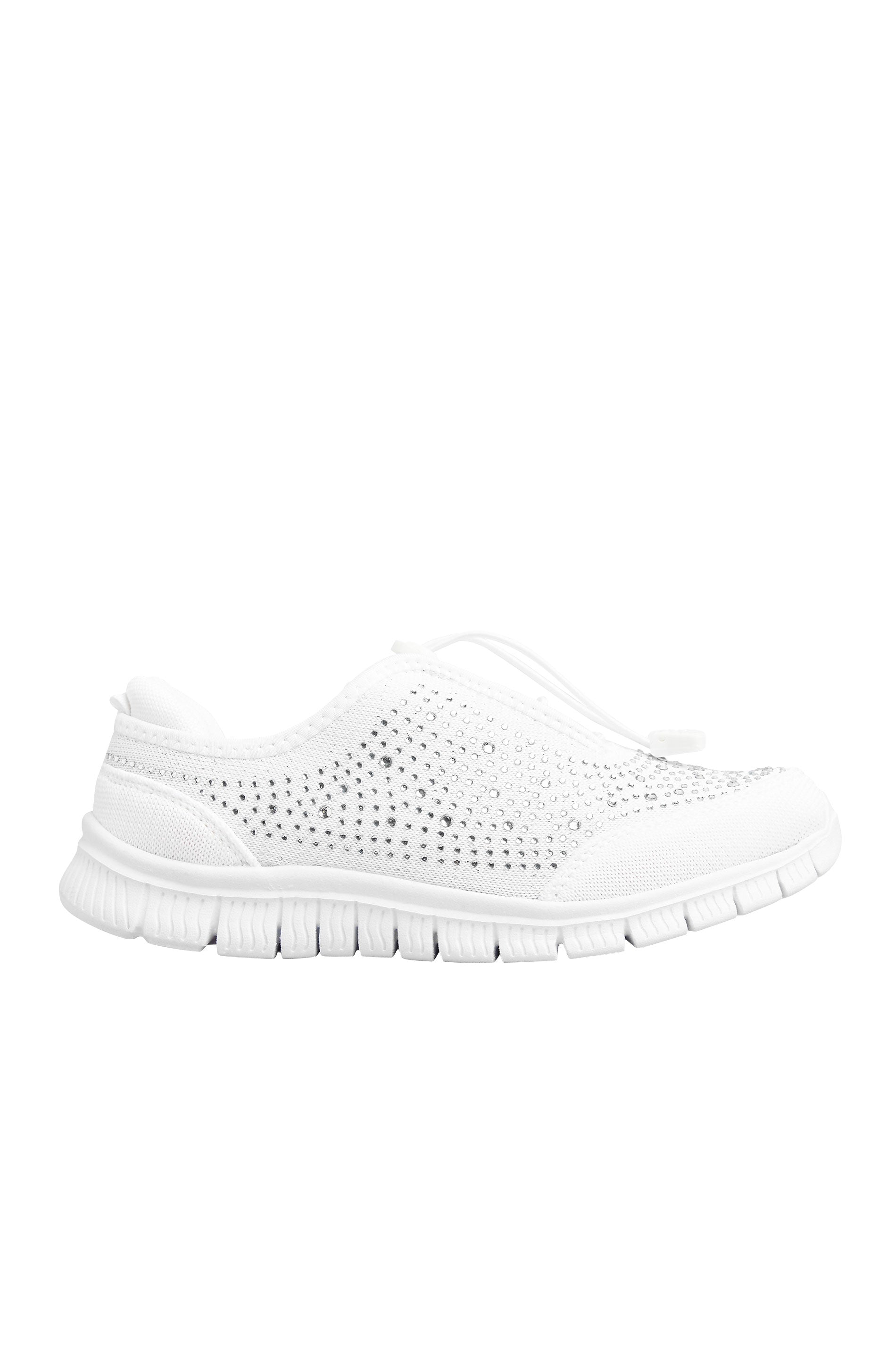  Baskets Blanches Empiècement Strass Pieds Larges EEE