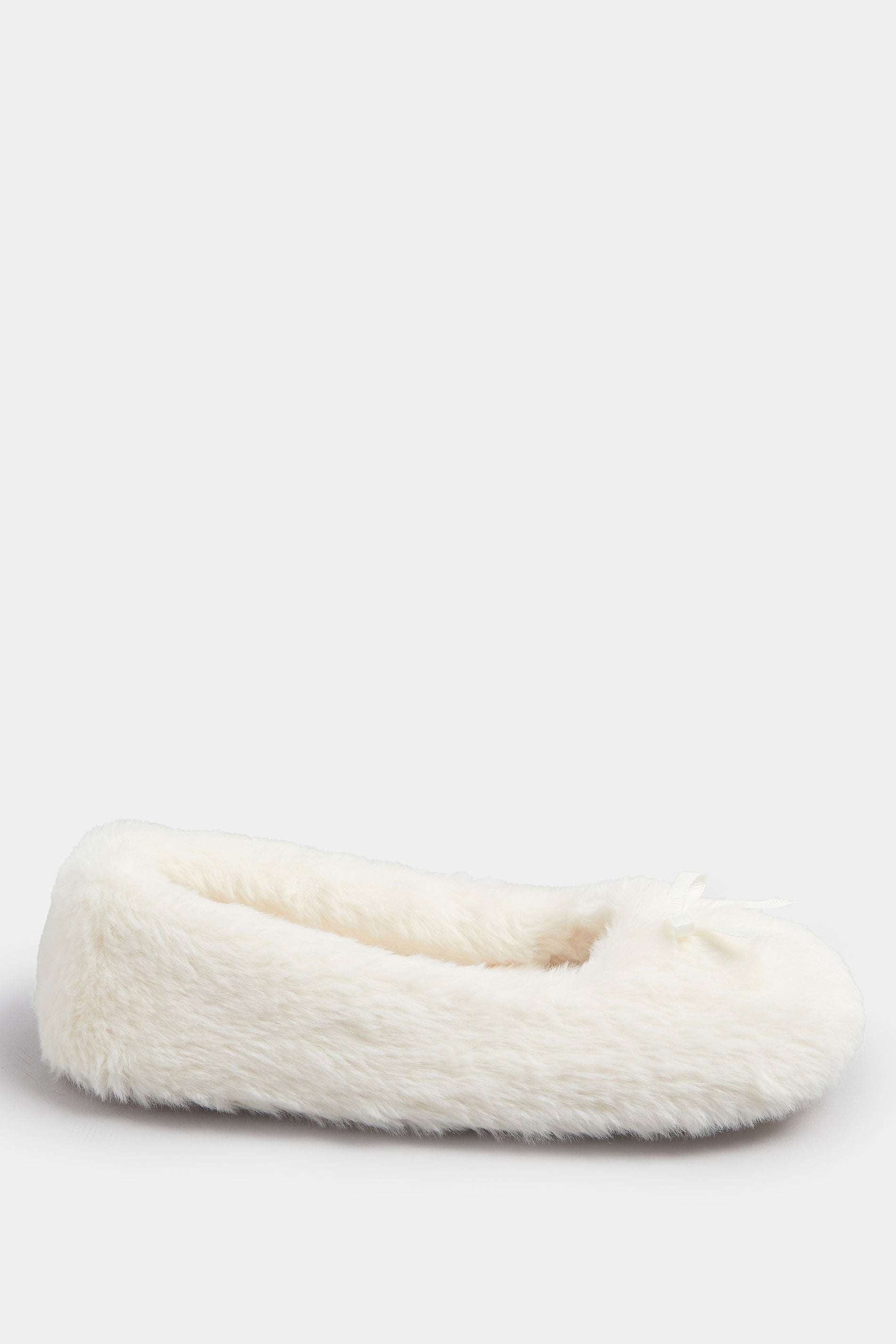  Chaussons De Ballet En Peluche Crème Avec Nœud Sur Le Devant