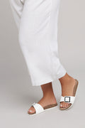  Sandales Blanches à Boucles Pieds Extra Larges EEE