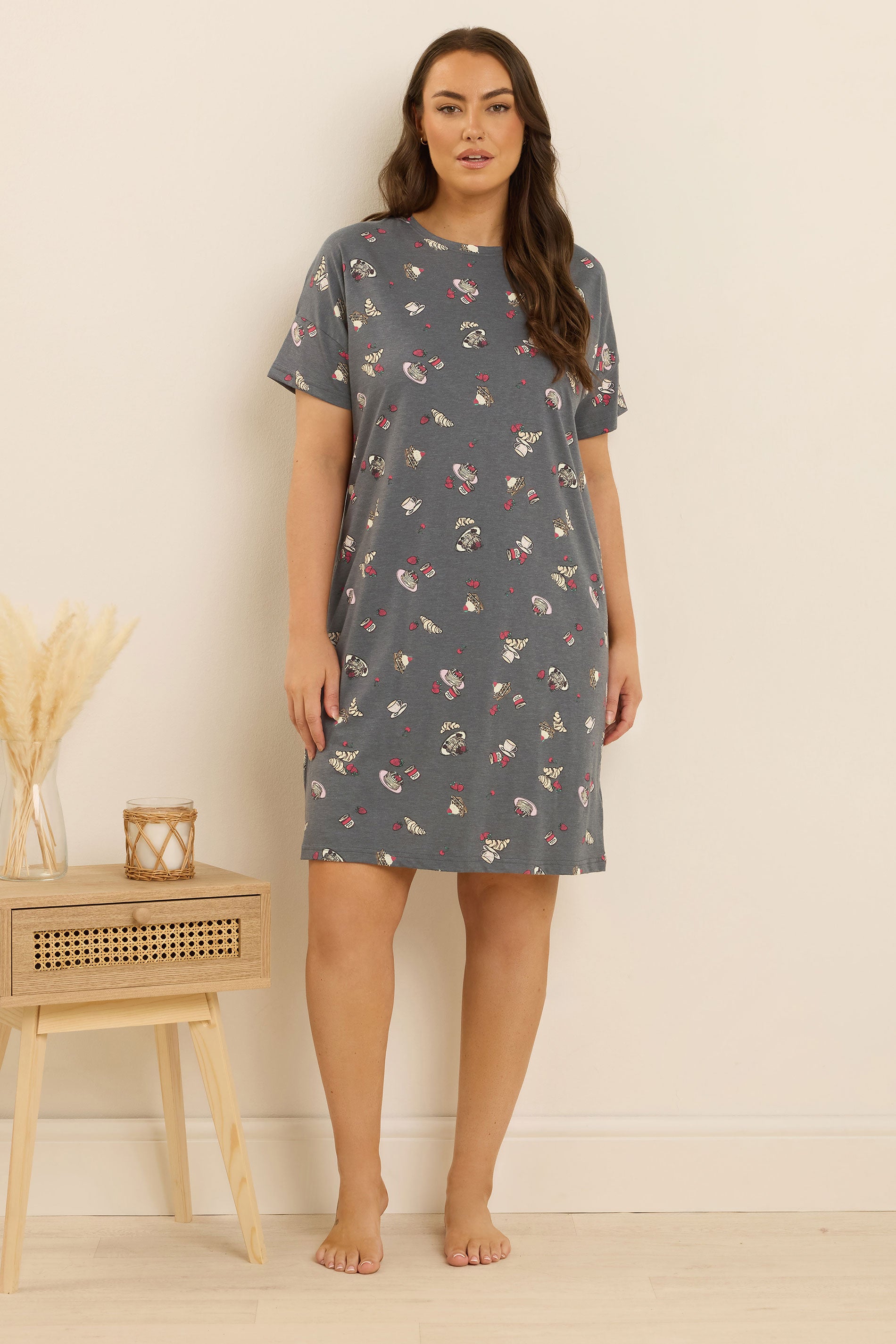  YOURS Lot De 2 Chemises De Nuit Curve Noires « Coffee Club »