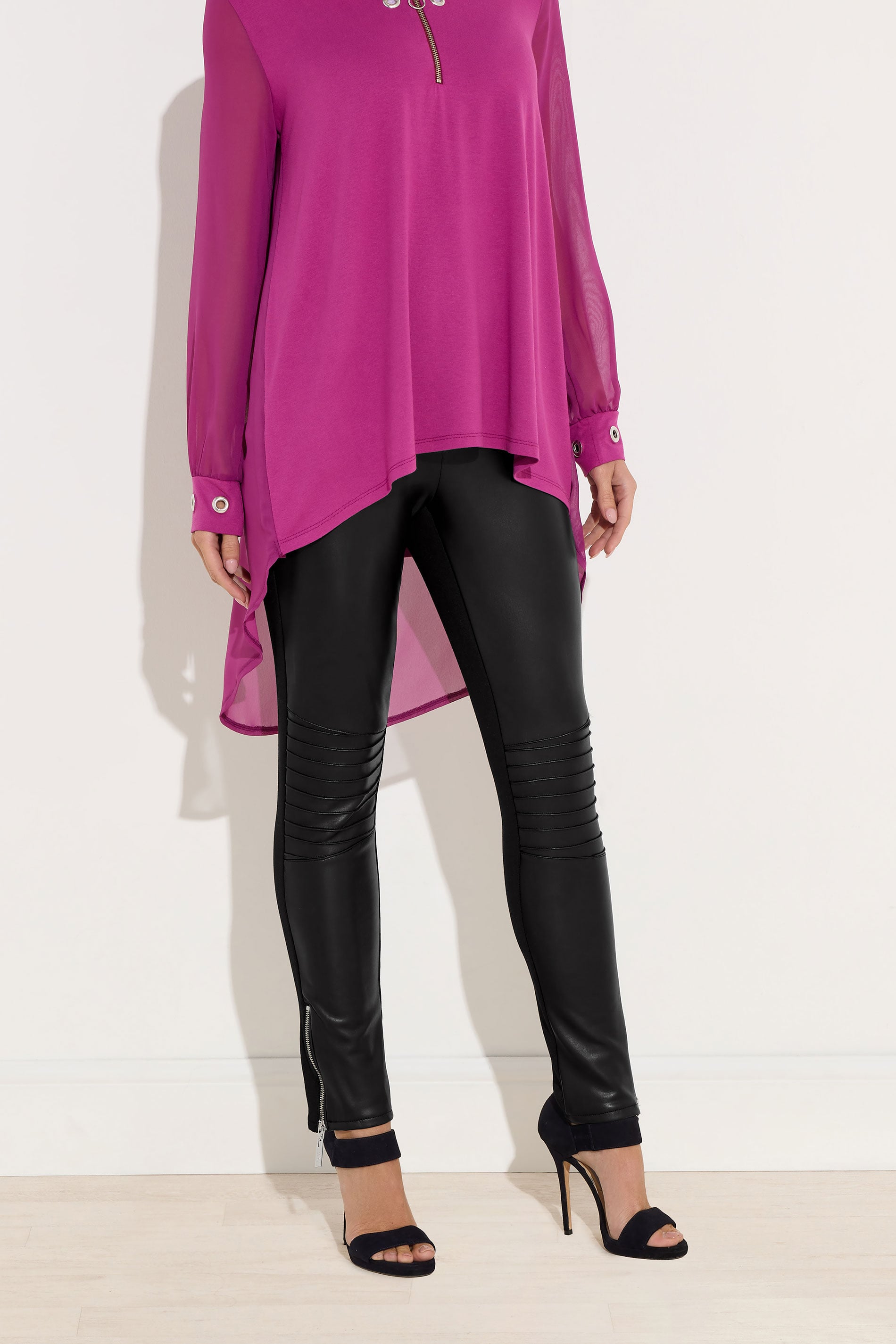 STAR Black Faux Leather Leggings