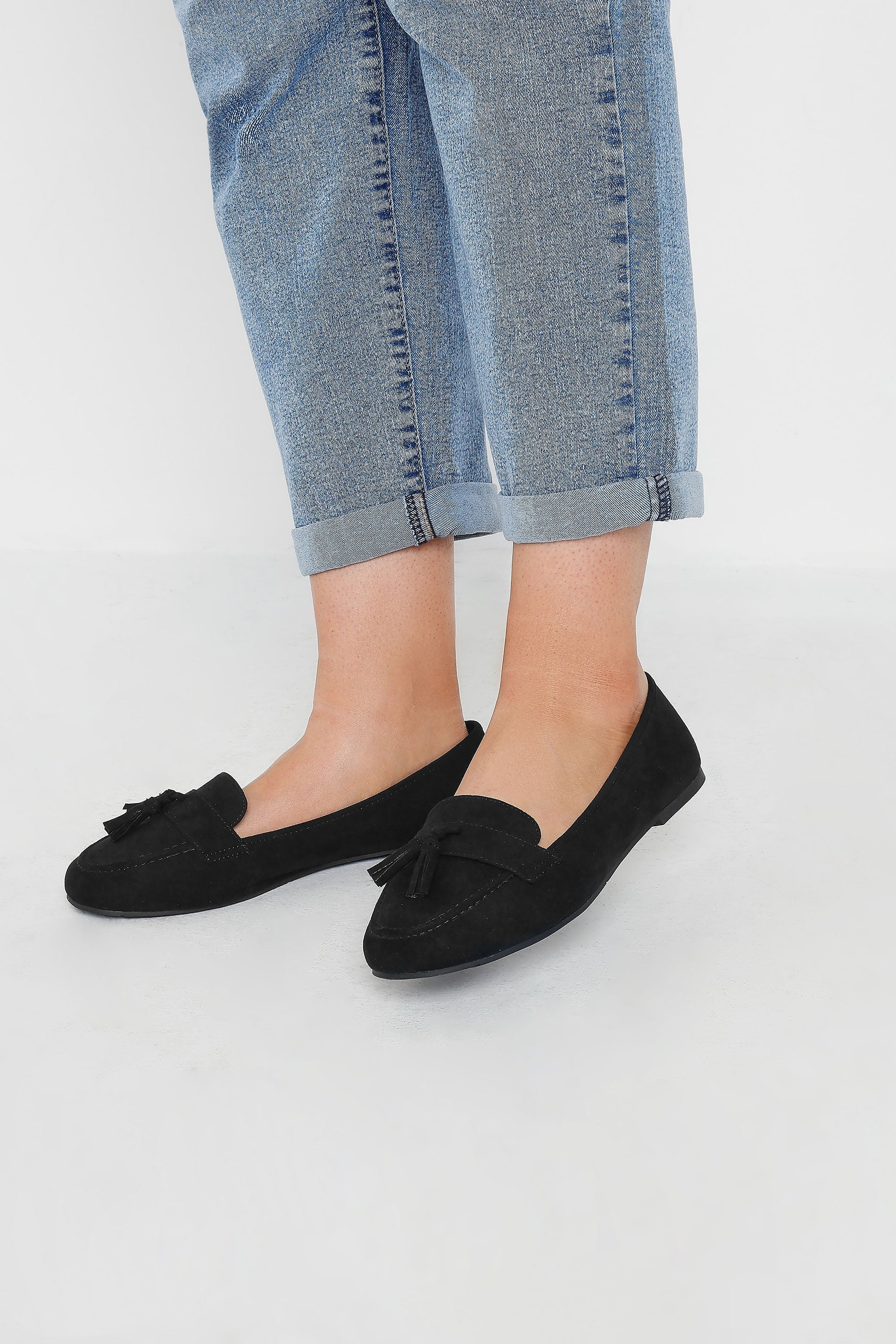  Mocassins Noirs Effet Daim Pieds Larges E & Extra Larges EEE