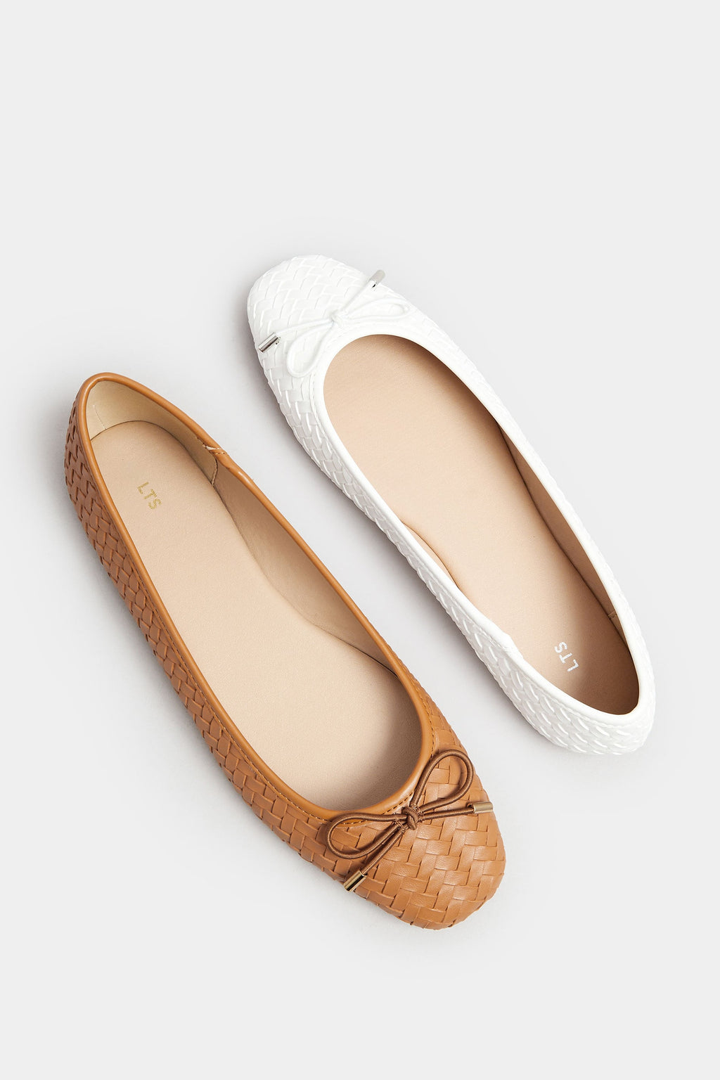  LTS Ivory White Woven Ballerina Pumps In Standard Fit