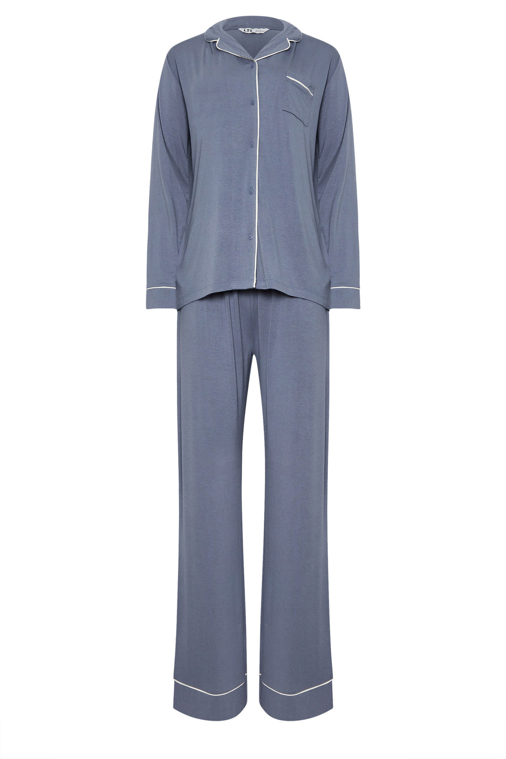  LTS Tall Light Blue Piped Jersey Pyjama Set