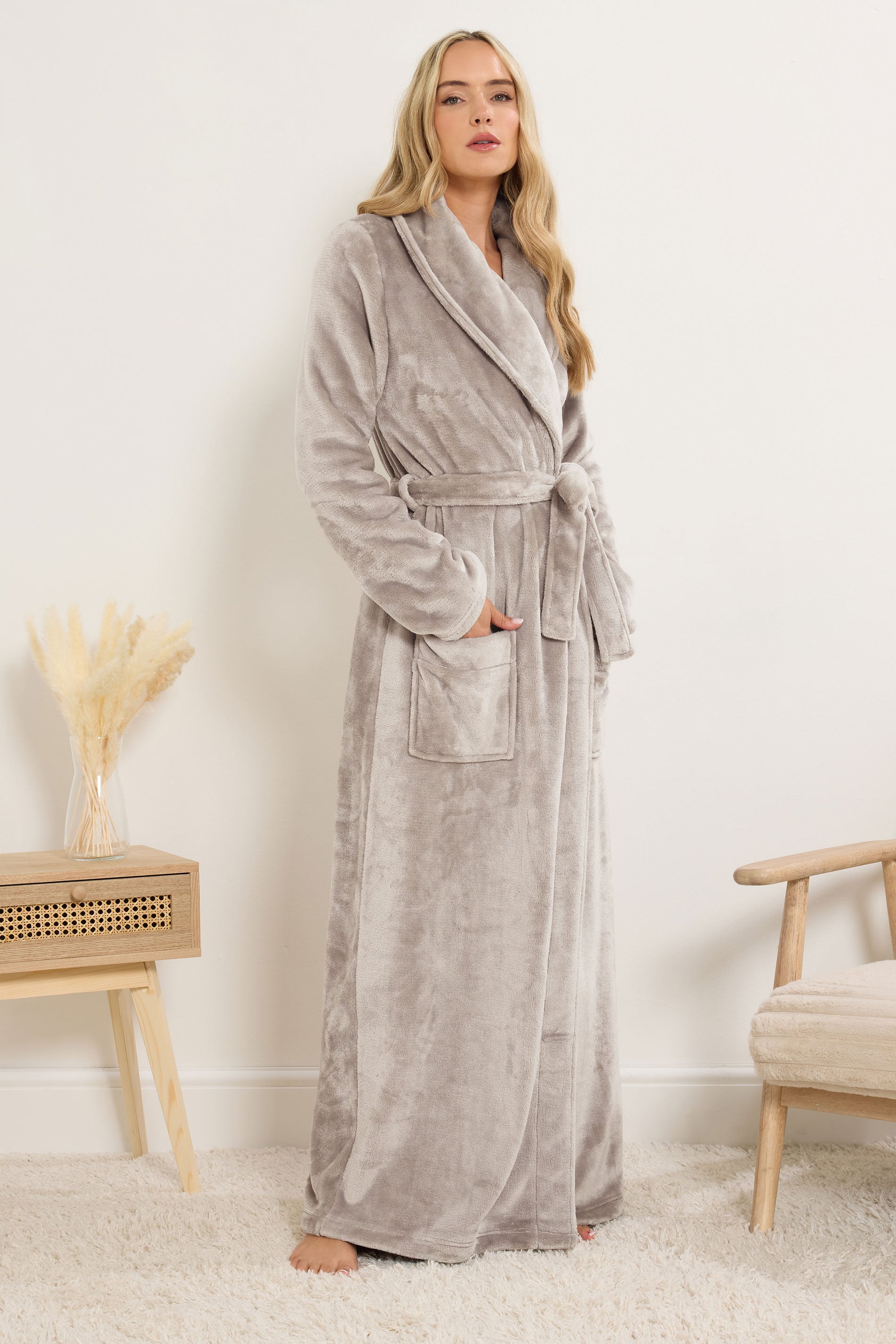 LTS Tall Stone Brown Super Luxe Maxi Dressing Gown