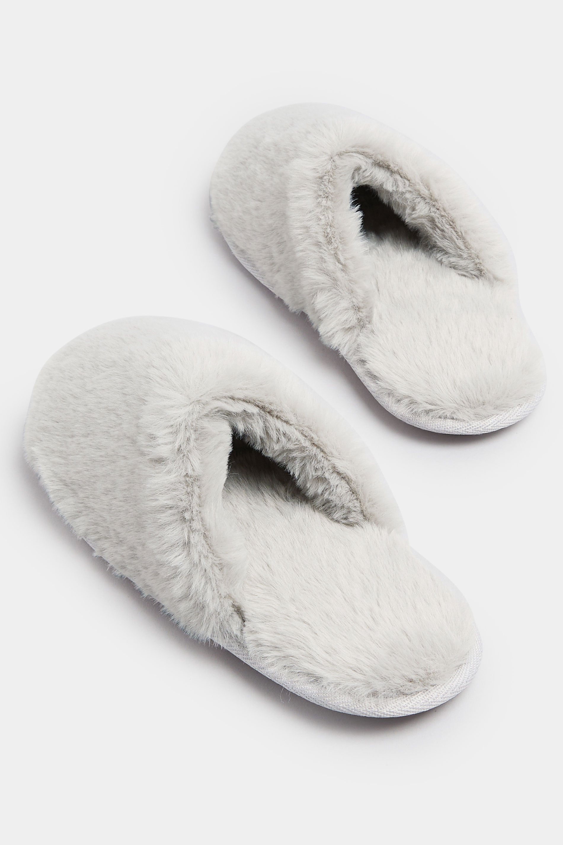  Chaussons Mules En Fausse Fourrure Grise