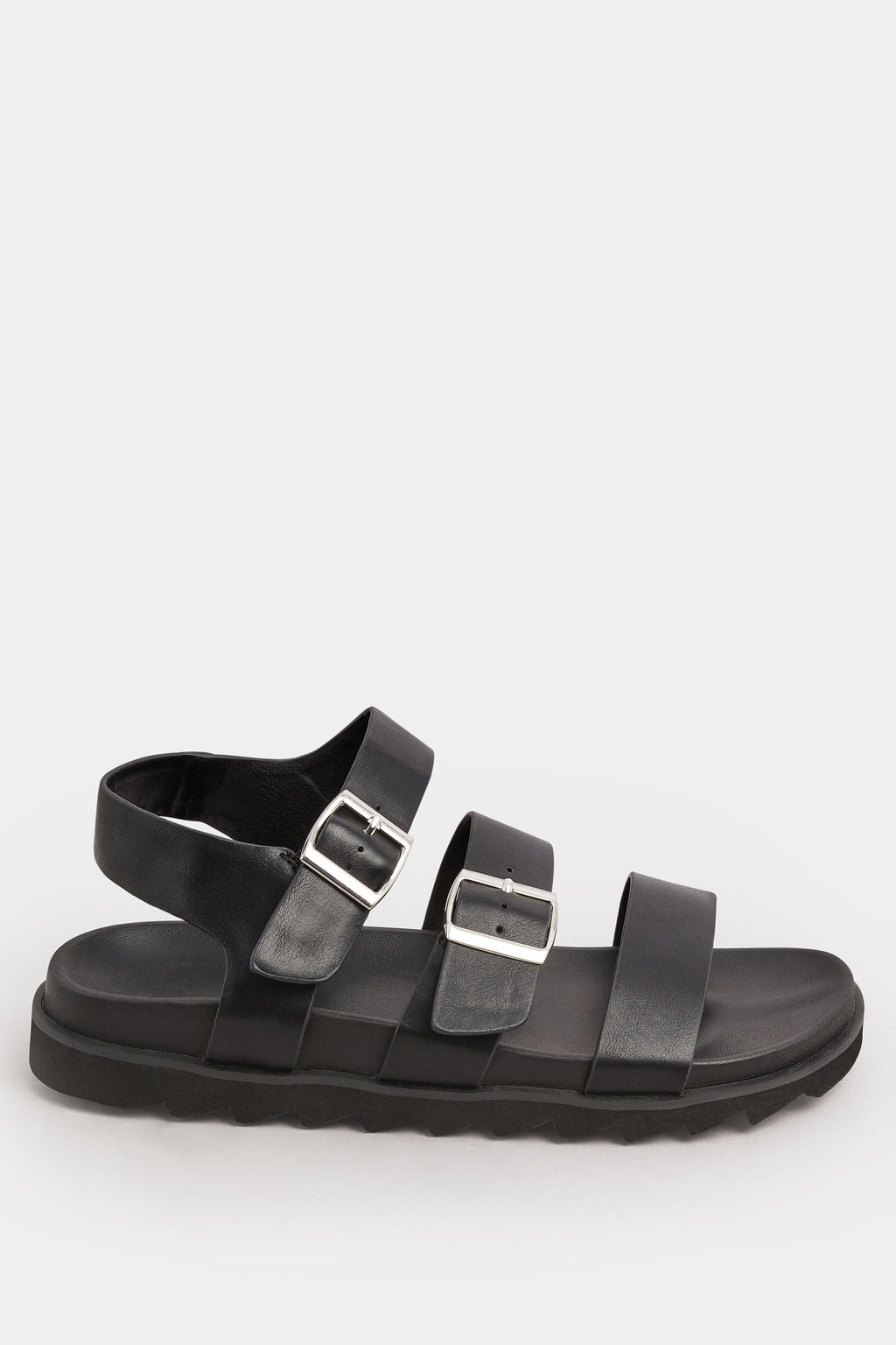  LIMITED COLLECTION - Sandales Noires Boucles Argentées Pieds Extra Larges EEE