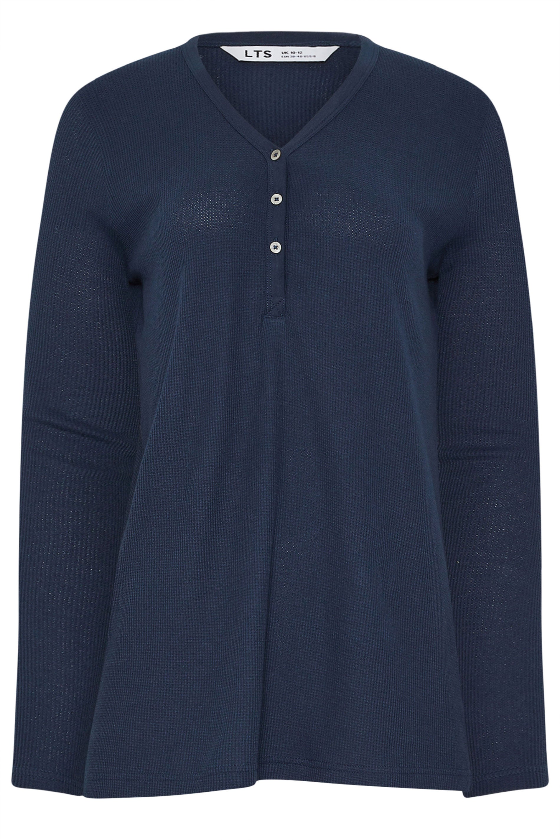  LTS Tall Navy Blue Cotton Waffle Pyjama Top