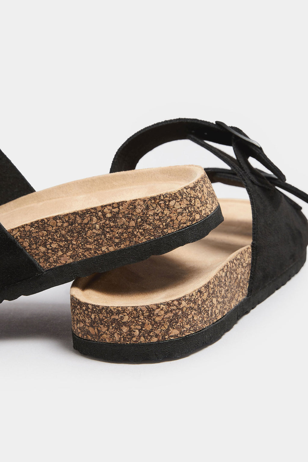  LTS Black Faux Suede Moulded Footbed Sandals In Standard Fit