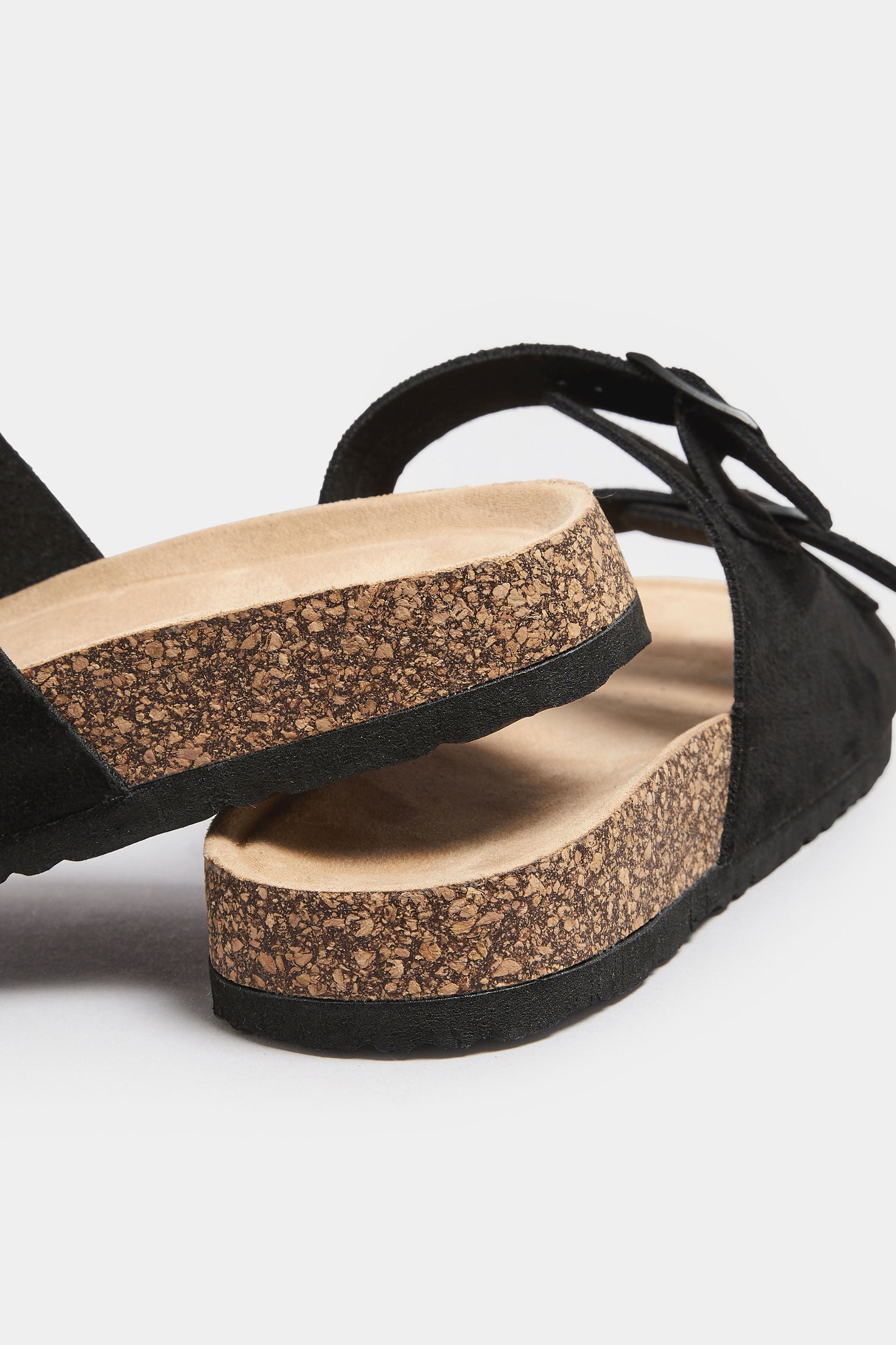  LTS Black Faux Suede Moulded Footbed Sandals In Standard Fit