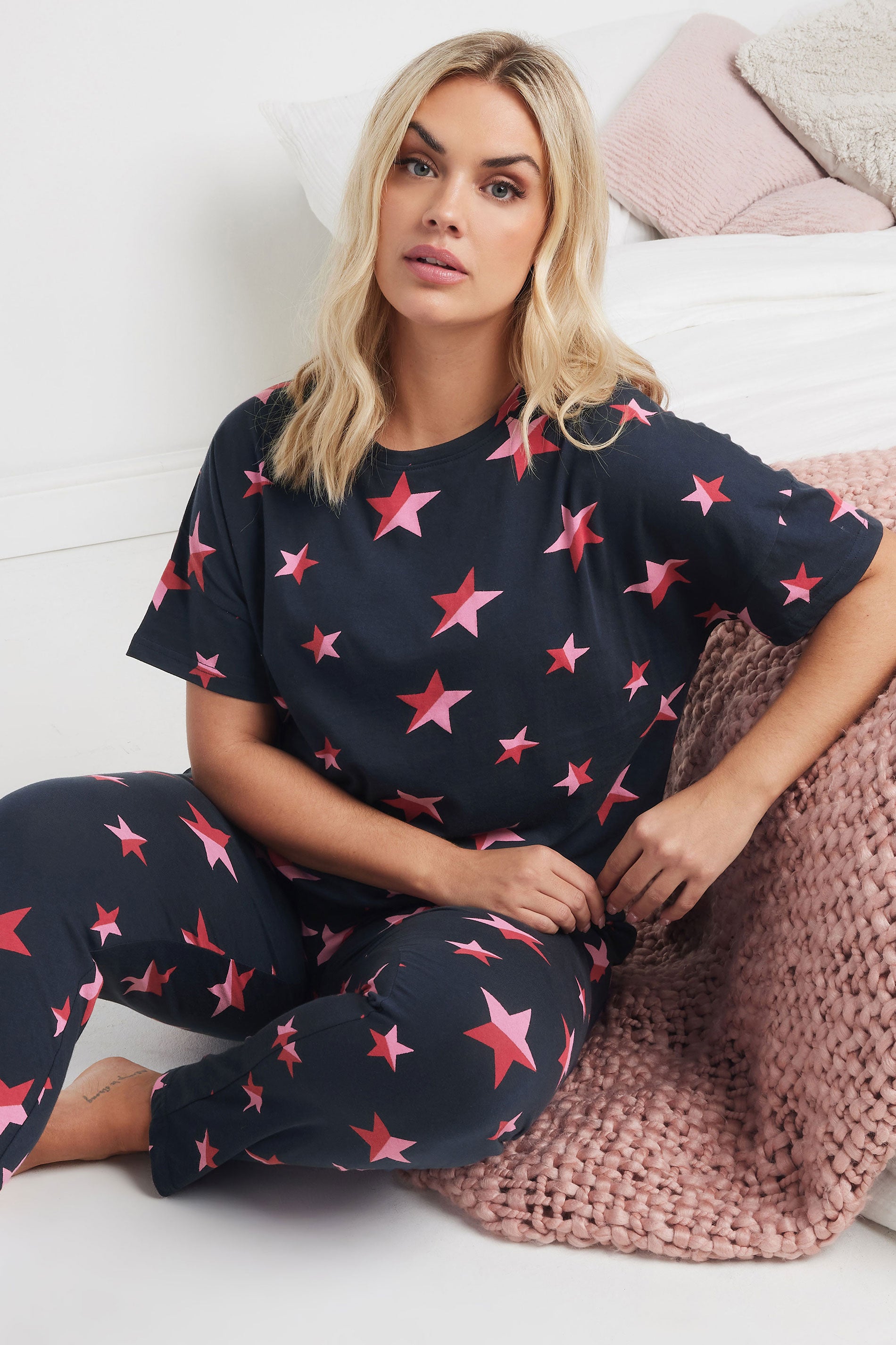  YOURS - Ensemble De Pyjama Bleu Marine Étoiles Roses