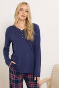  LTS Tall Blue Cotton Waffle Pyjama Top