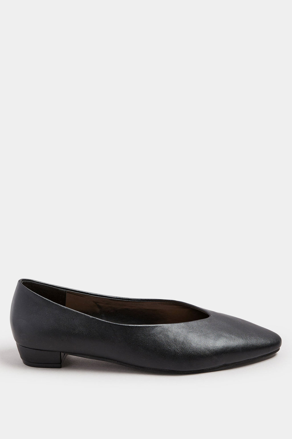  LTS Black Pointed Court Block Heel In Standard Fit