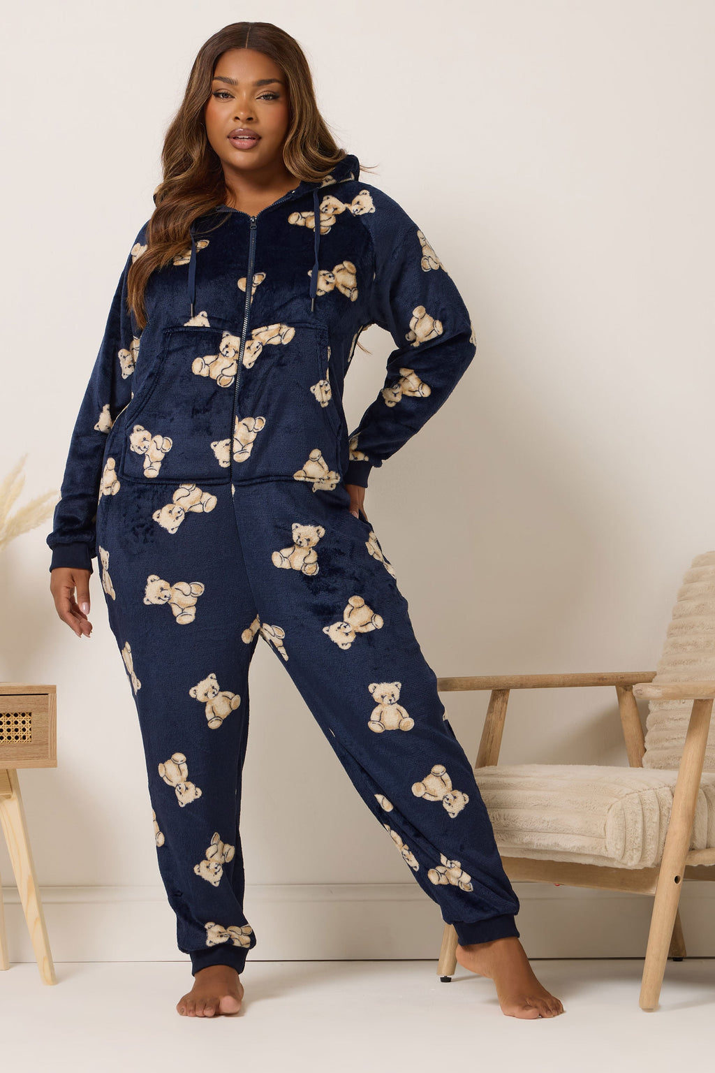  YOURS Curve Combinaison Bleu Marine à Imprimé Ours En Peluche