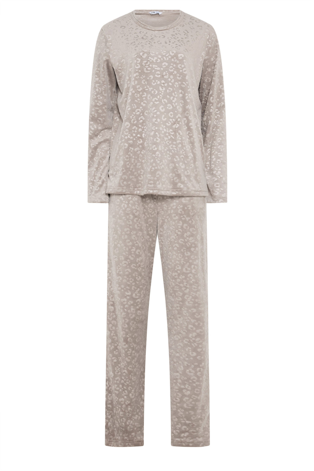  LTS Tall Stone Brown Leopard Embossed Luxe Fleece Pyjama Set