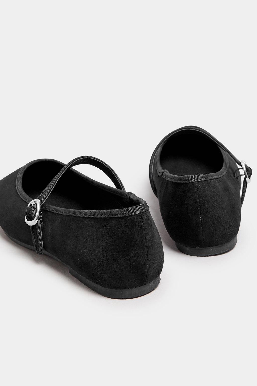  Ballerines Noires Effet Daim Carrées Avant Pieds Extra Larges EEE