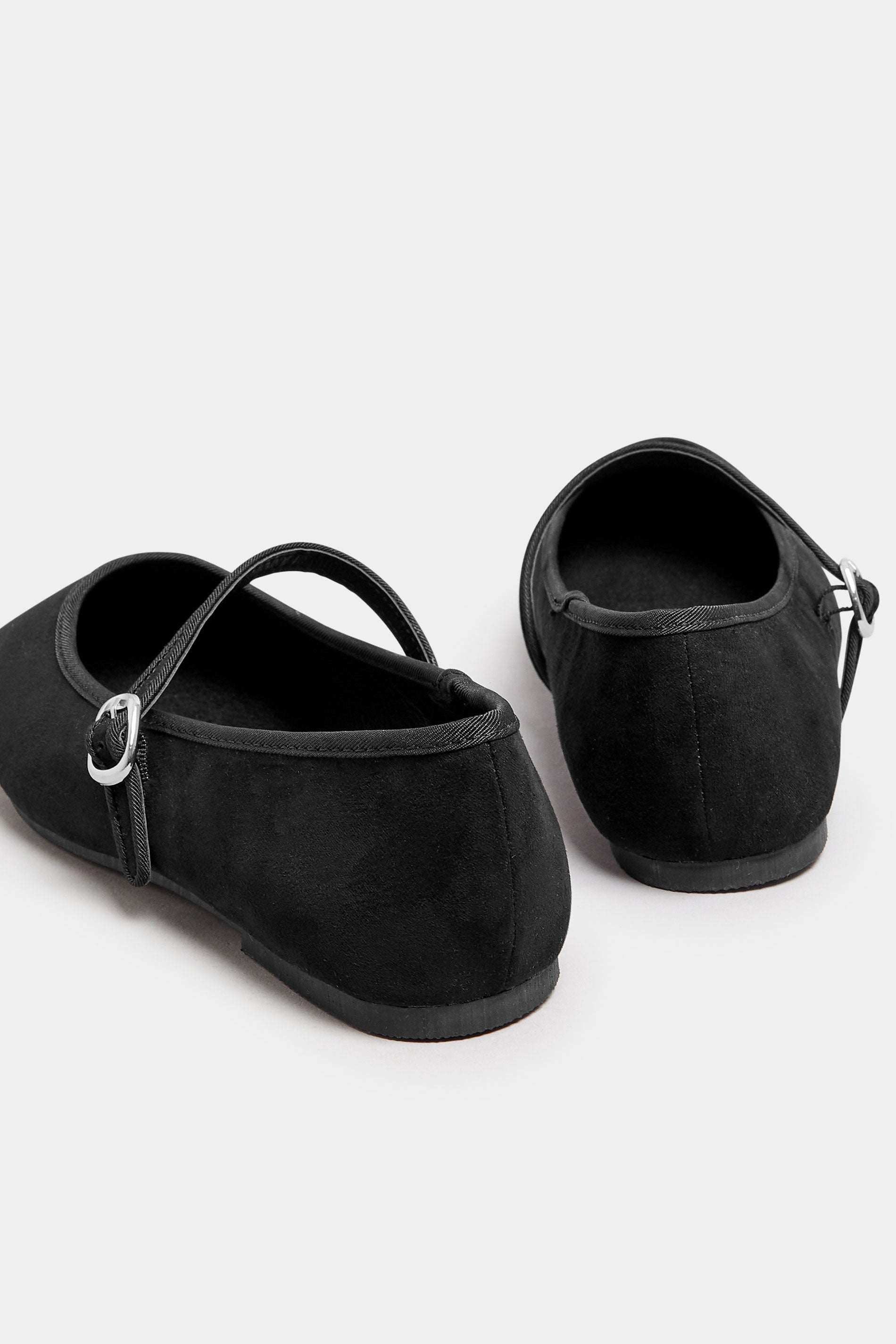  Ballerines Noires Effet Daim Carrées Avant Pieds Extra Larges EEE