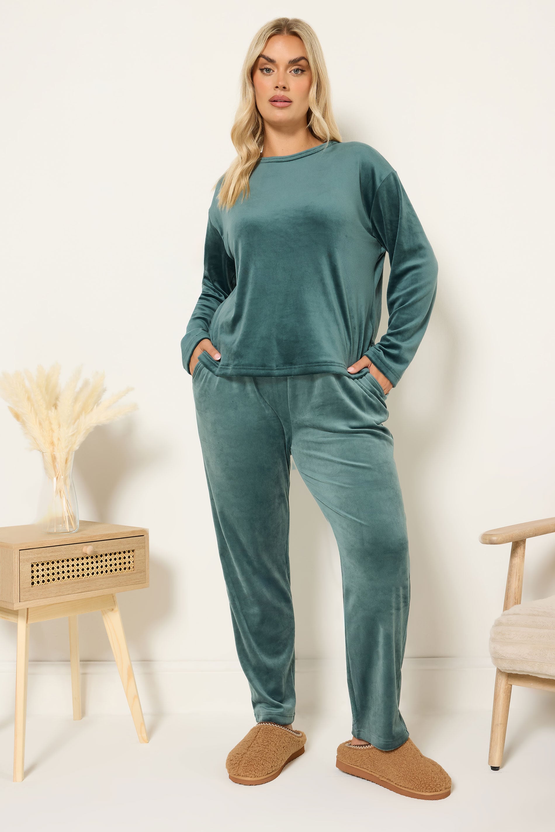  YOURS Curve Ensemble De Pyjama Super Luxe Vert