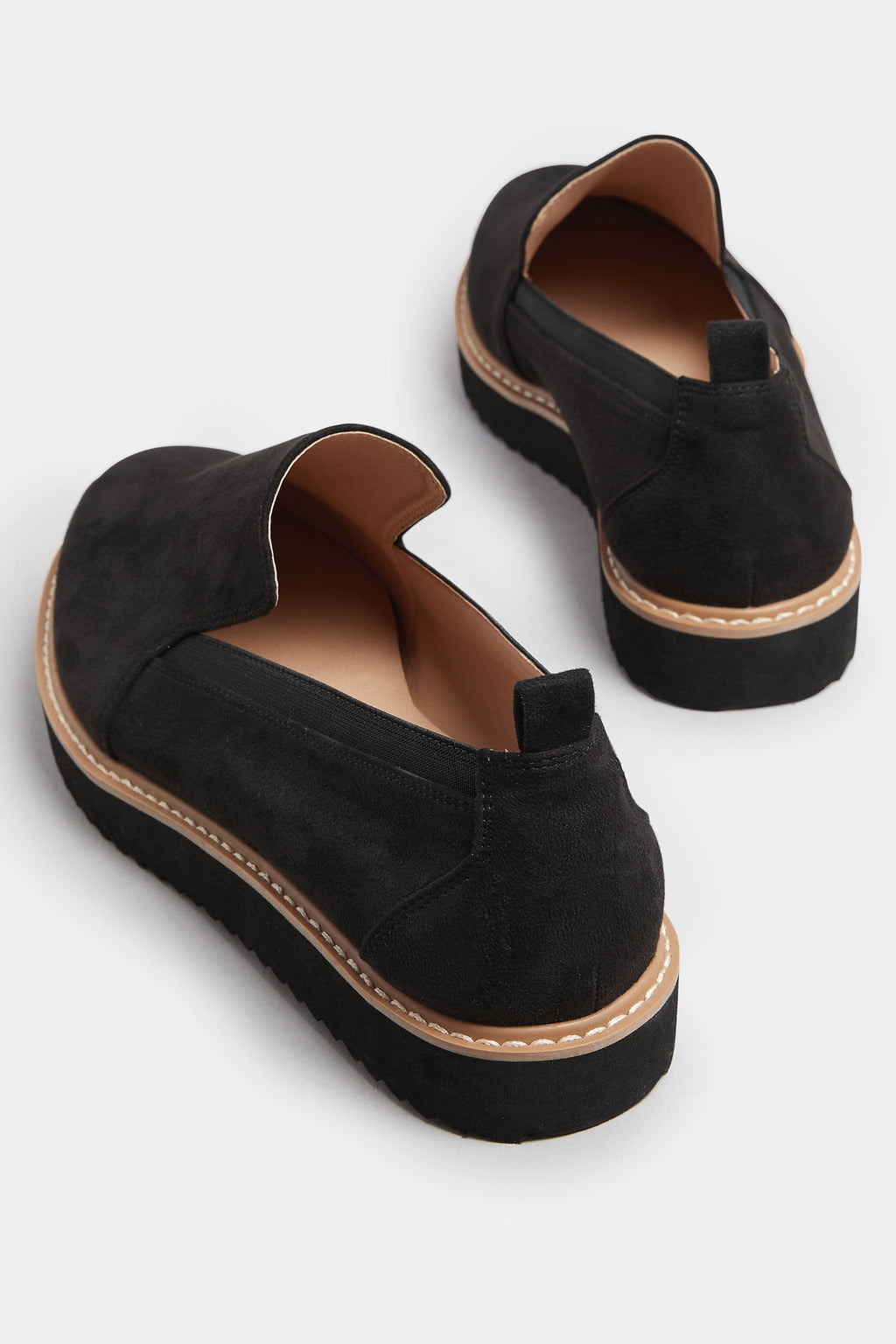  LTS Black Faux Suede Slip-On Loafers In Standard Fit