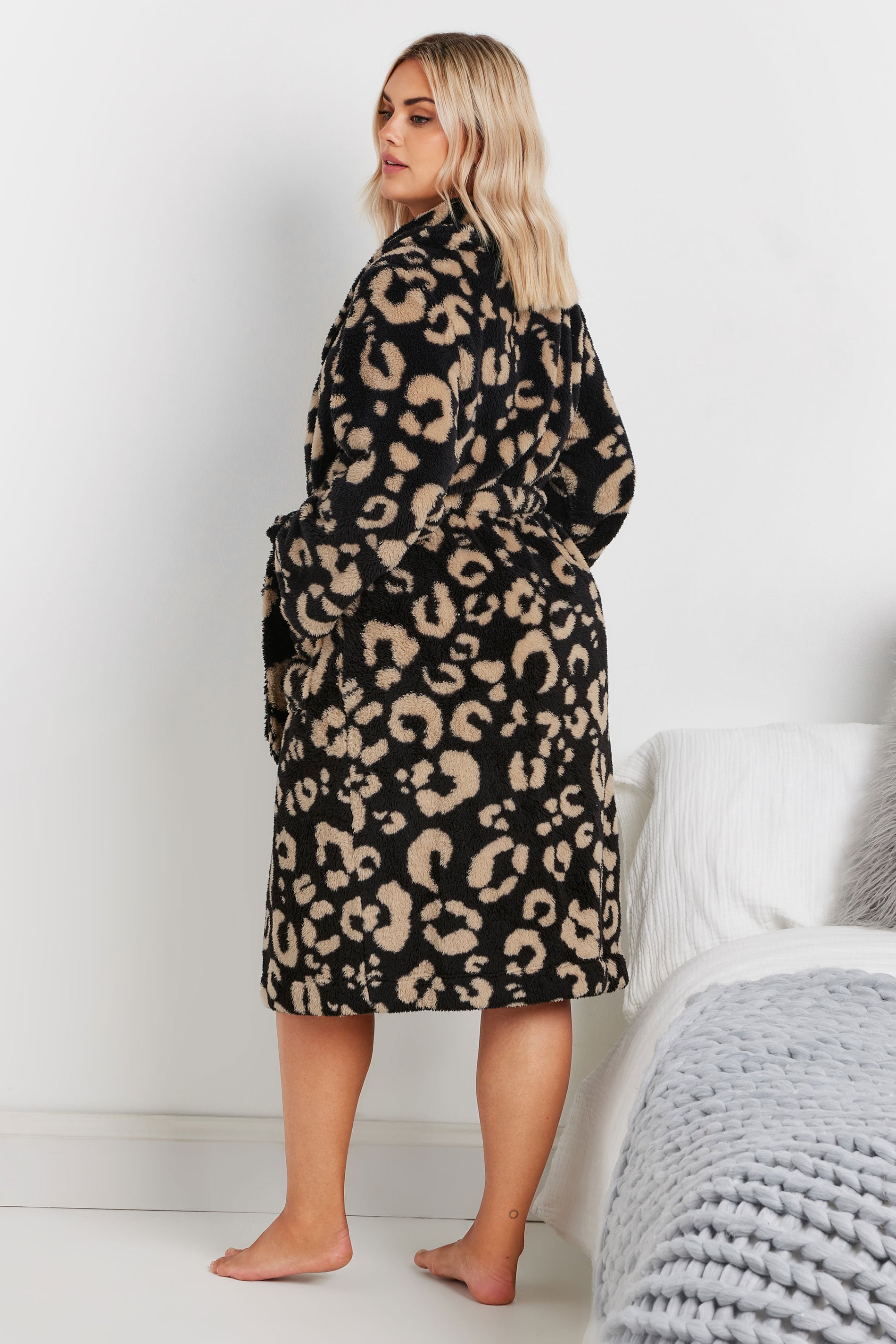  YOURS - Robe De Chambre Noire & Marron
