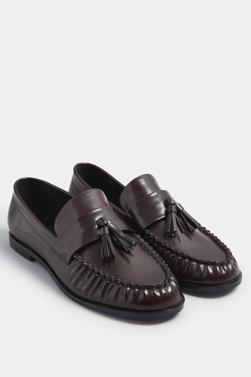  LTS Dark Red Patent Tassel Flat Loafers