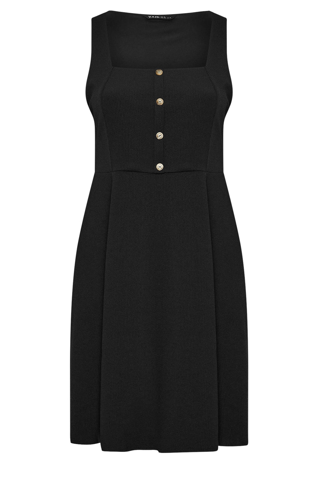  YOURS - Robe-Chasuble Noire Boutonnée Volantée