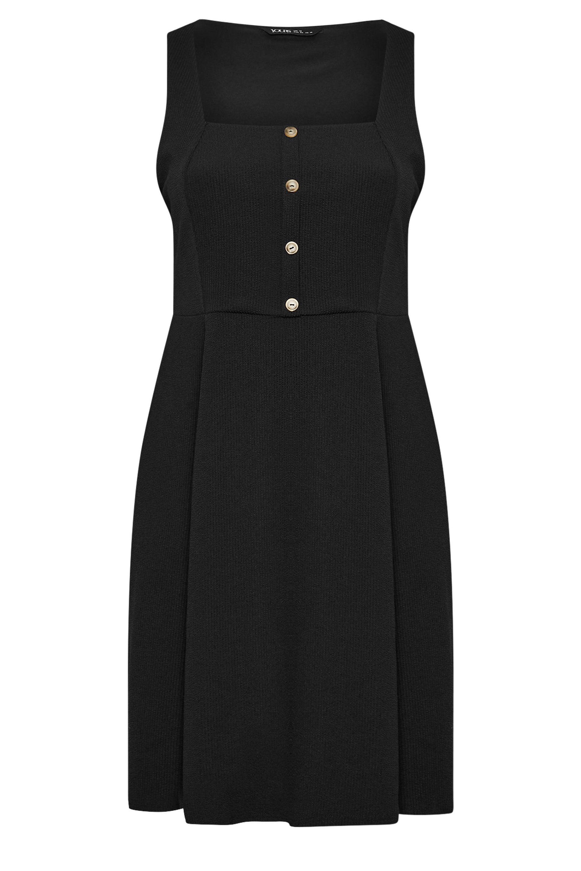  YOURS - Robe-Chasuble Noire Boutonnée Volantée
