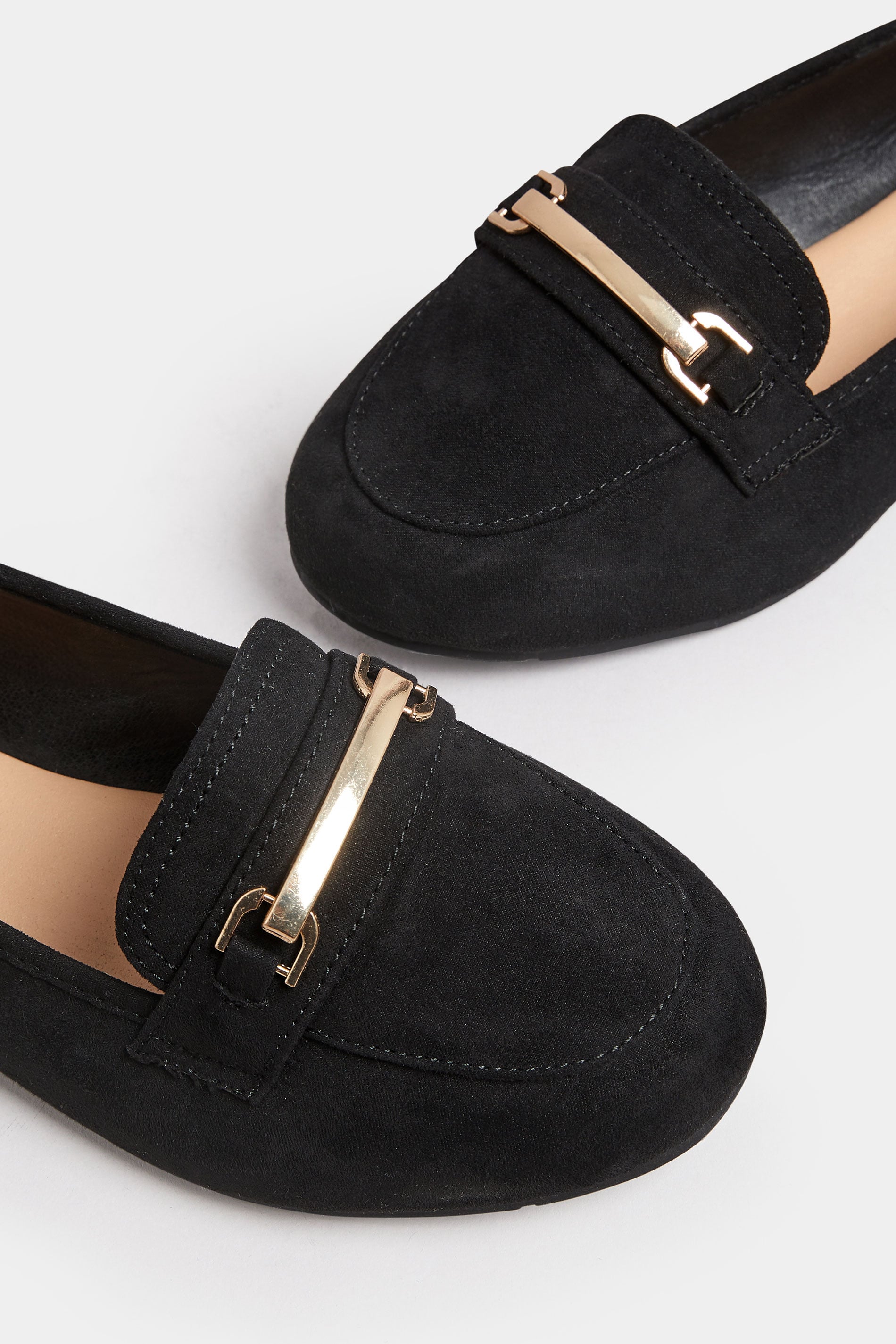  Mocassins Noirs Effet Cuir à Boucle Pieds Extra Larges EEE