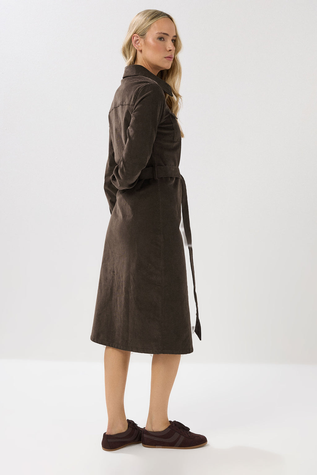  LTS Tall Chocolate Brown Cord Shirt Dress