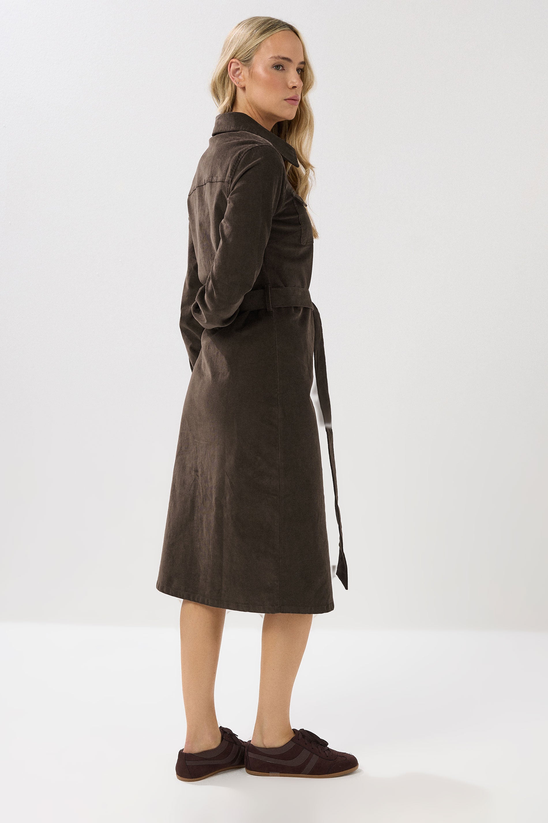  LTS Tall Chocolate Brown Cord Shirt Dress