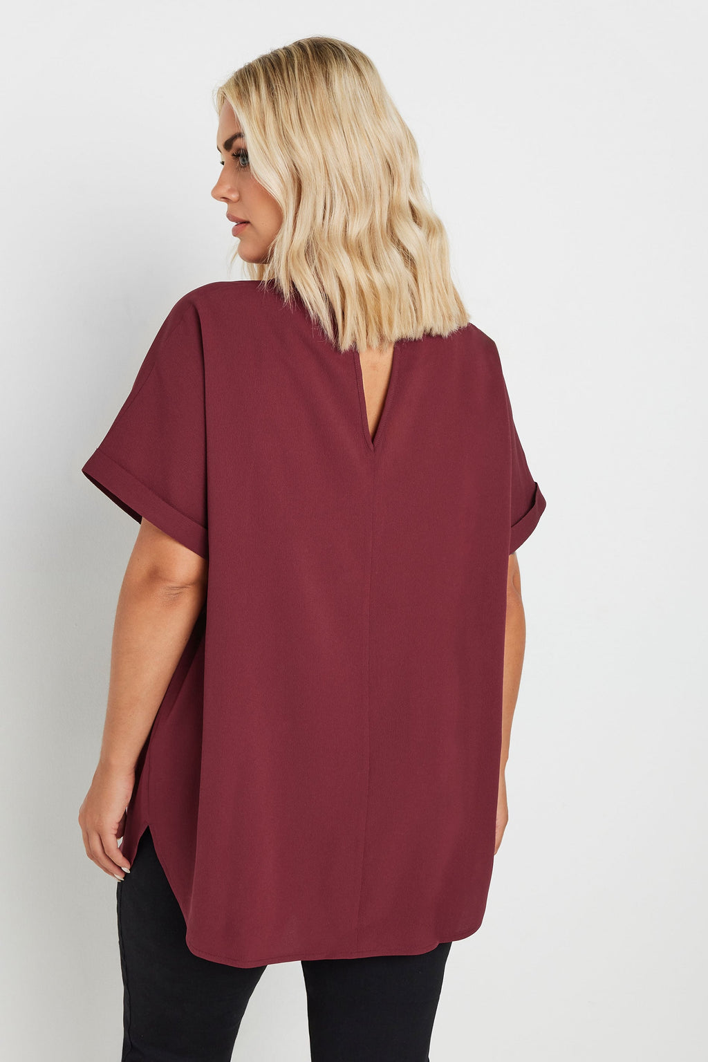  YOURS - Blouse Rouge Vin Design Volanté