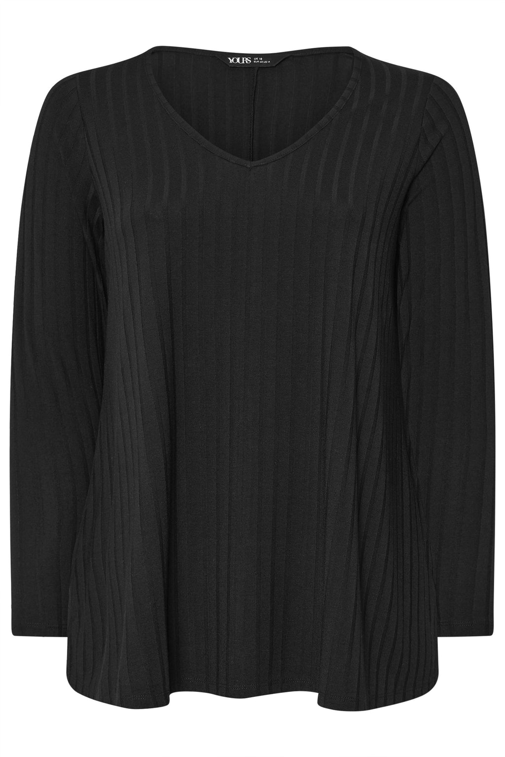  Yours Curve T-shirt Noir Côtelé