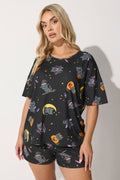  LIMITED COLLECTION Ensemble Pyjama Court Noir Imprimé Halloween Curve