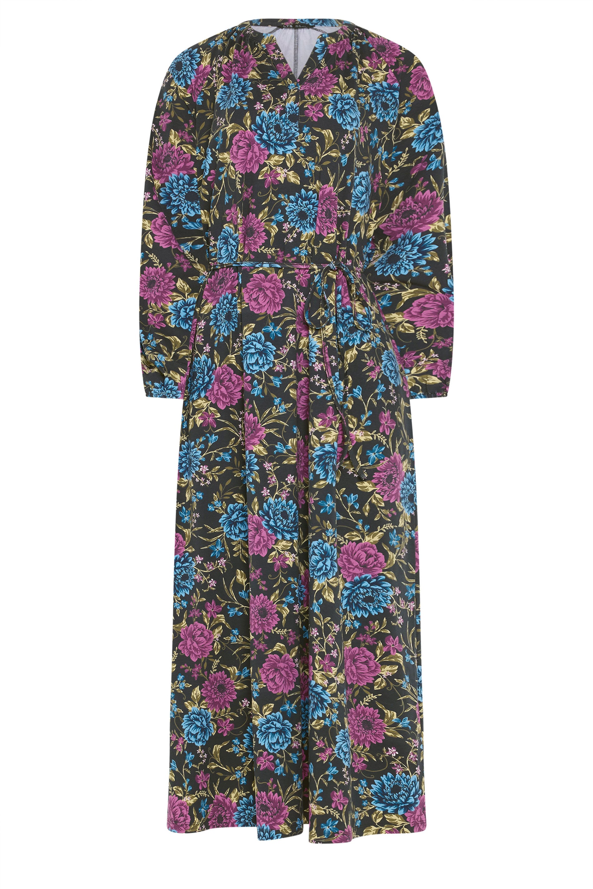  LTS Tall Black Floral Belted Maxi Dress