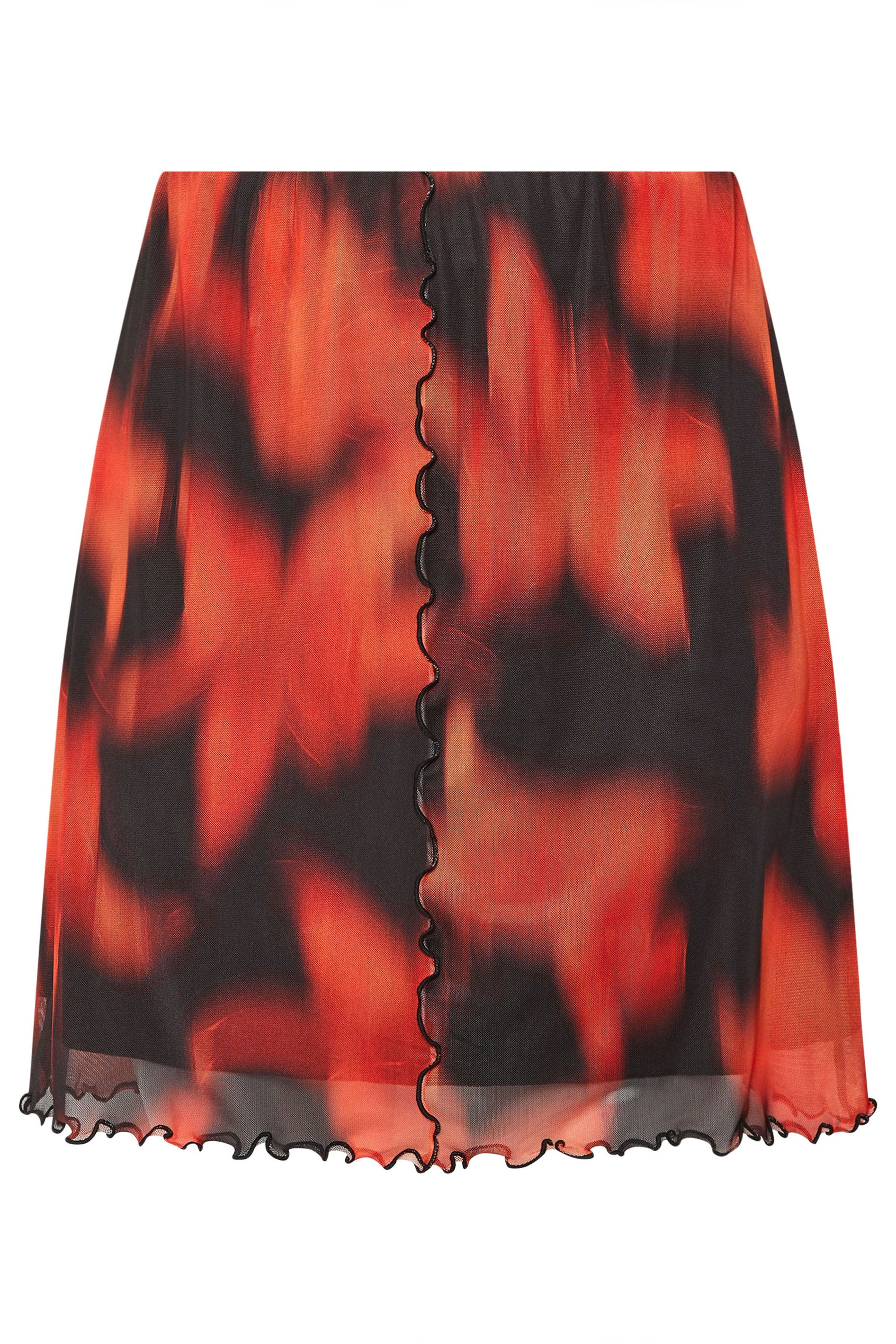  LIMITED COLLECTION - Mini Jupe En Filet Rouge & Noire Floral Flouté