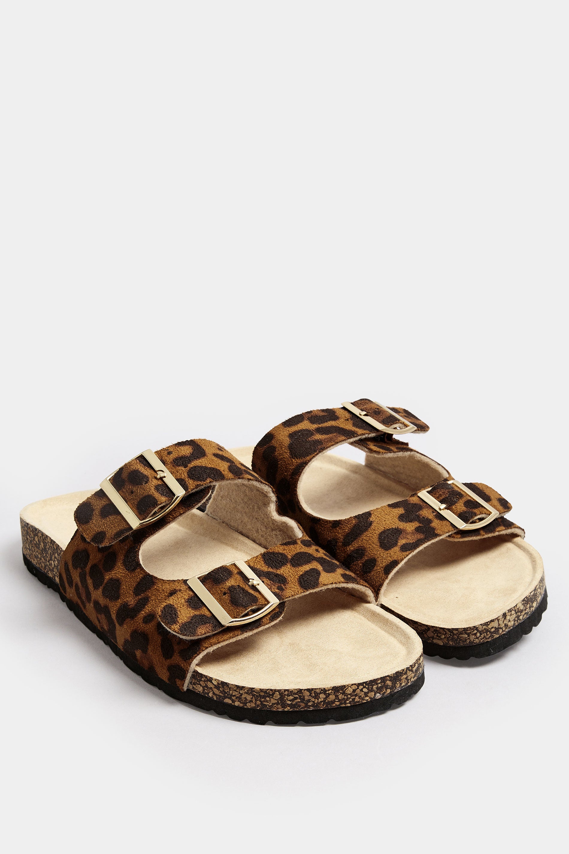  LTS Brown Leopard Print Moulded Footbed Sandals In Standard Fit