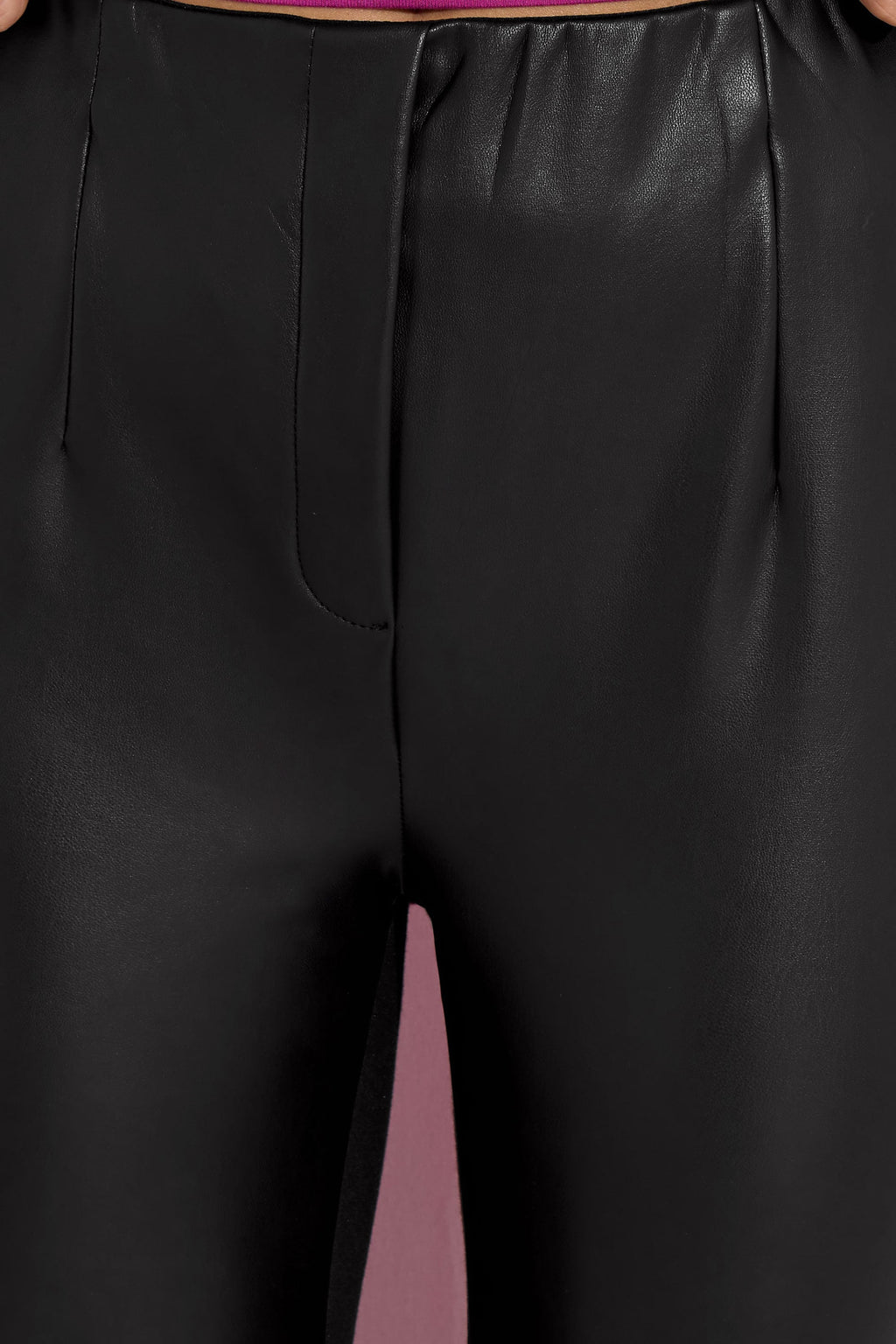  STAR Black Faux Leather Leggings