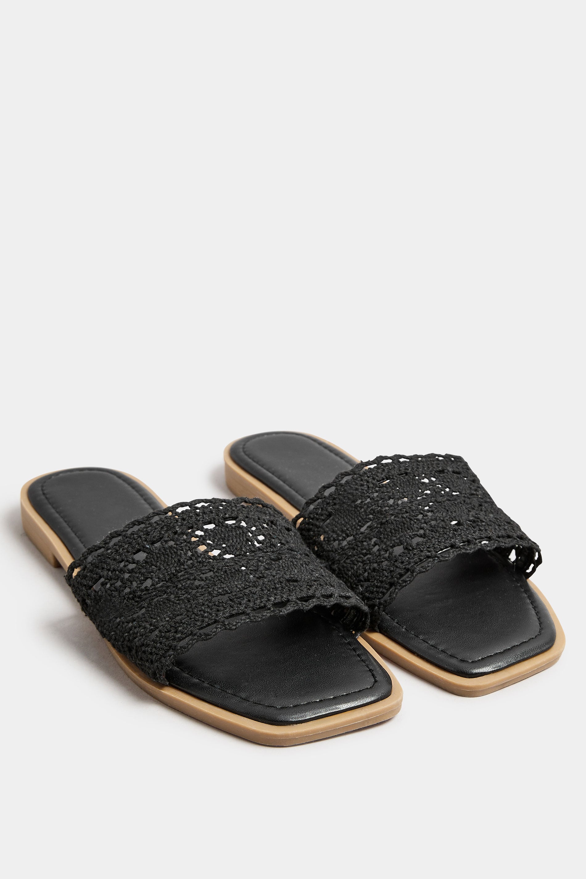  Mules Noires En Crochet Pieds Extra Larges EEE