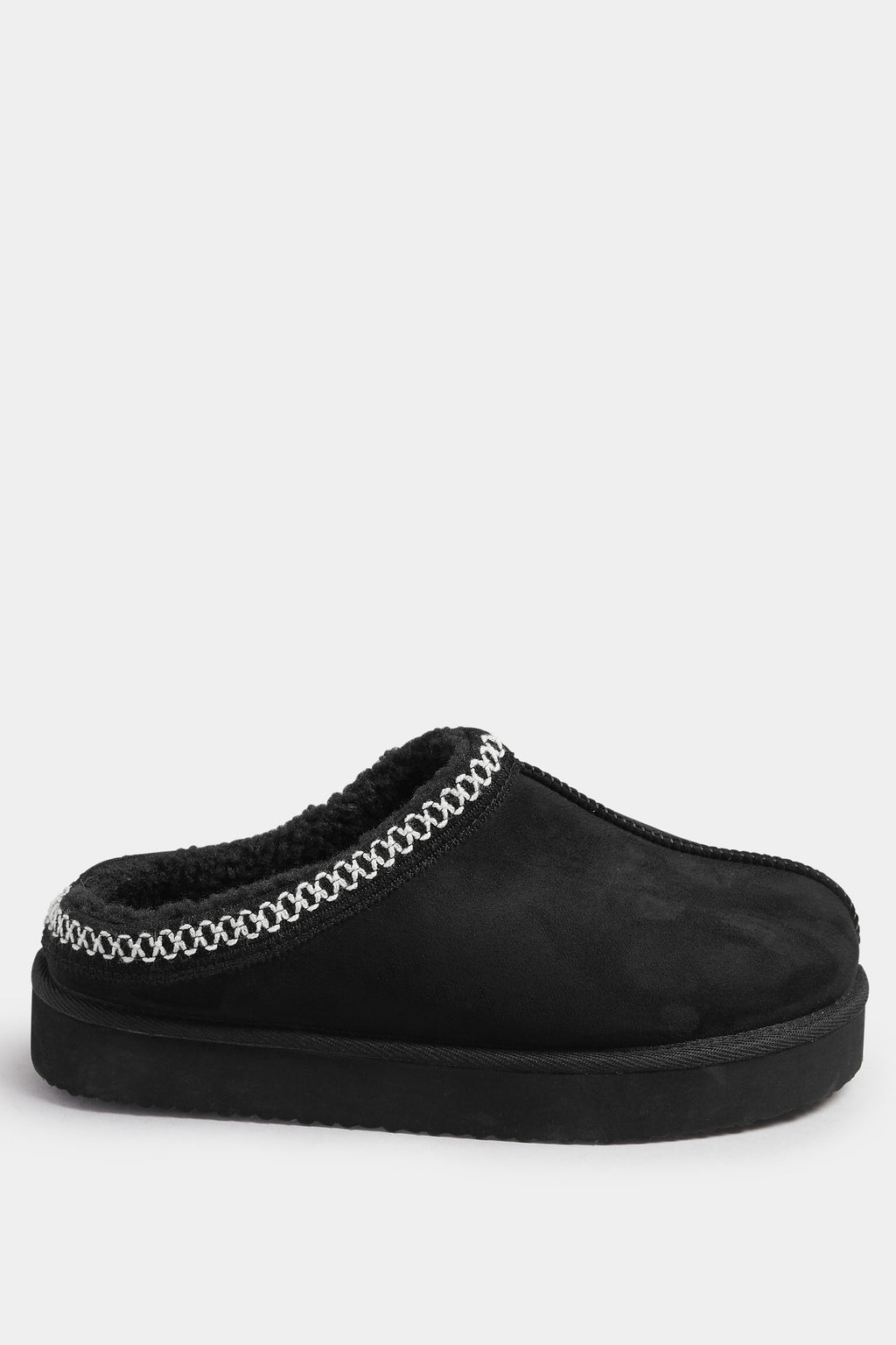  Mules Brodées En Faux Daim Noir, Coupe Extra Large EEE