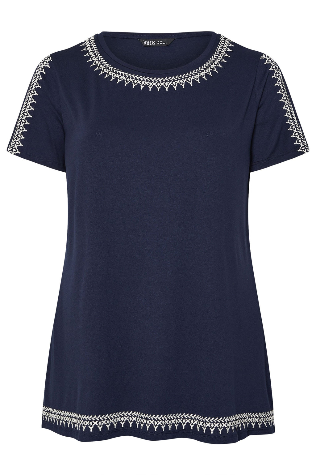  YOURS Curve T-shirt Brodé Bleu Marine